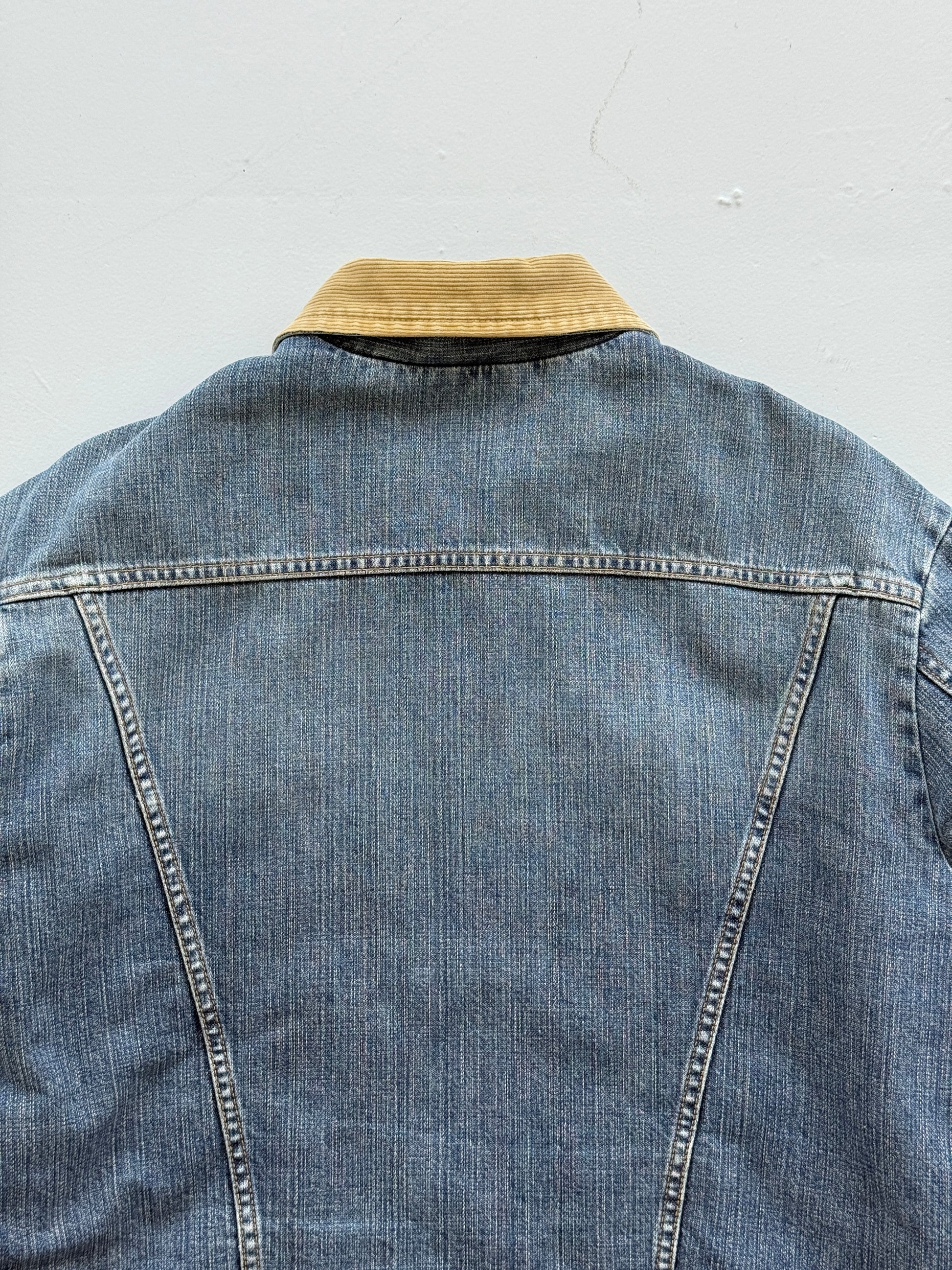 Wrangler Quilted Lined Corduroy Collar 90's Vintage Denim Jacket - Large