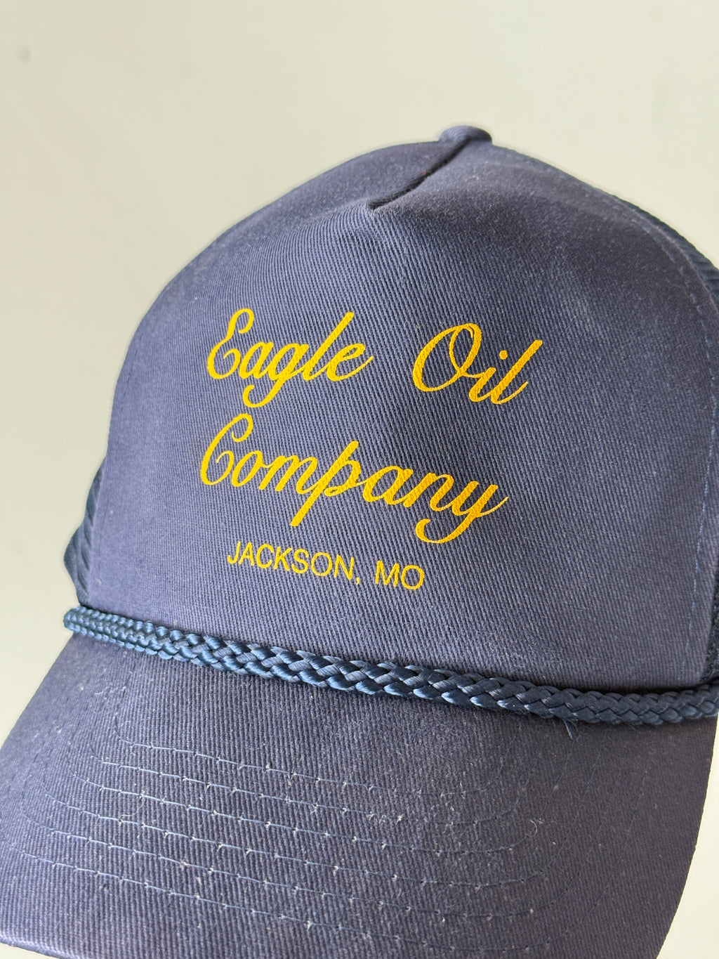 Navy Blue Eagle Oil Vintage Canvas and Mesh SnapBack Trucker Cap