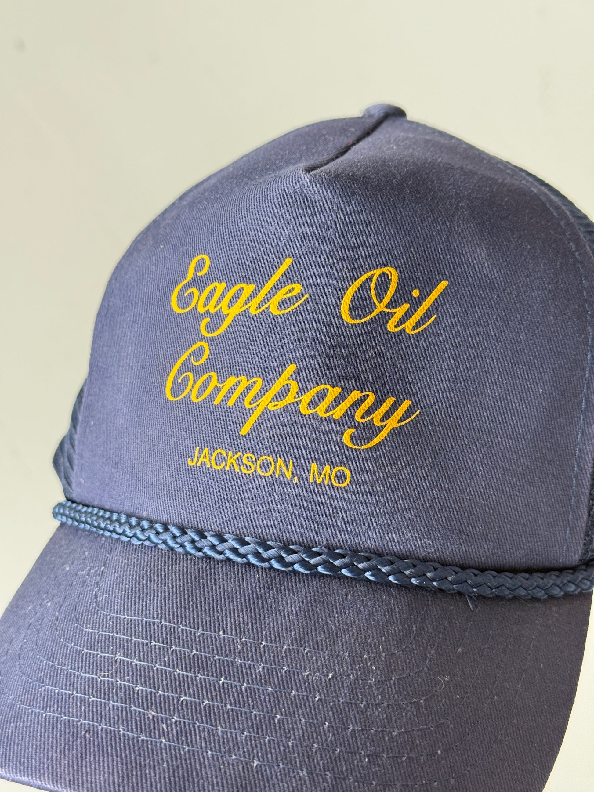 Navy Blue Eagle Oil Vintage Canvas and Mesh SnapBack Trucker Cap