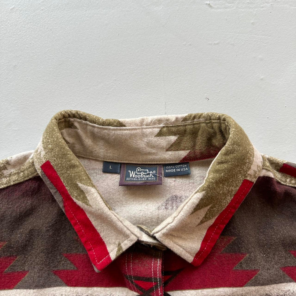 Patterned Woolwich Red / Brown Aztec Western Women’s Vintage Shirt - Large