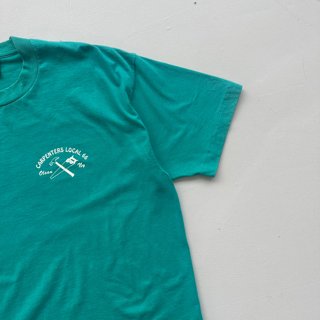 Teal Blue Carpenters Local 90s Vintage T-shirt - XL