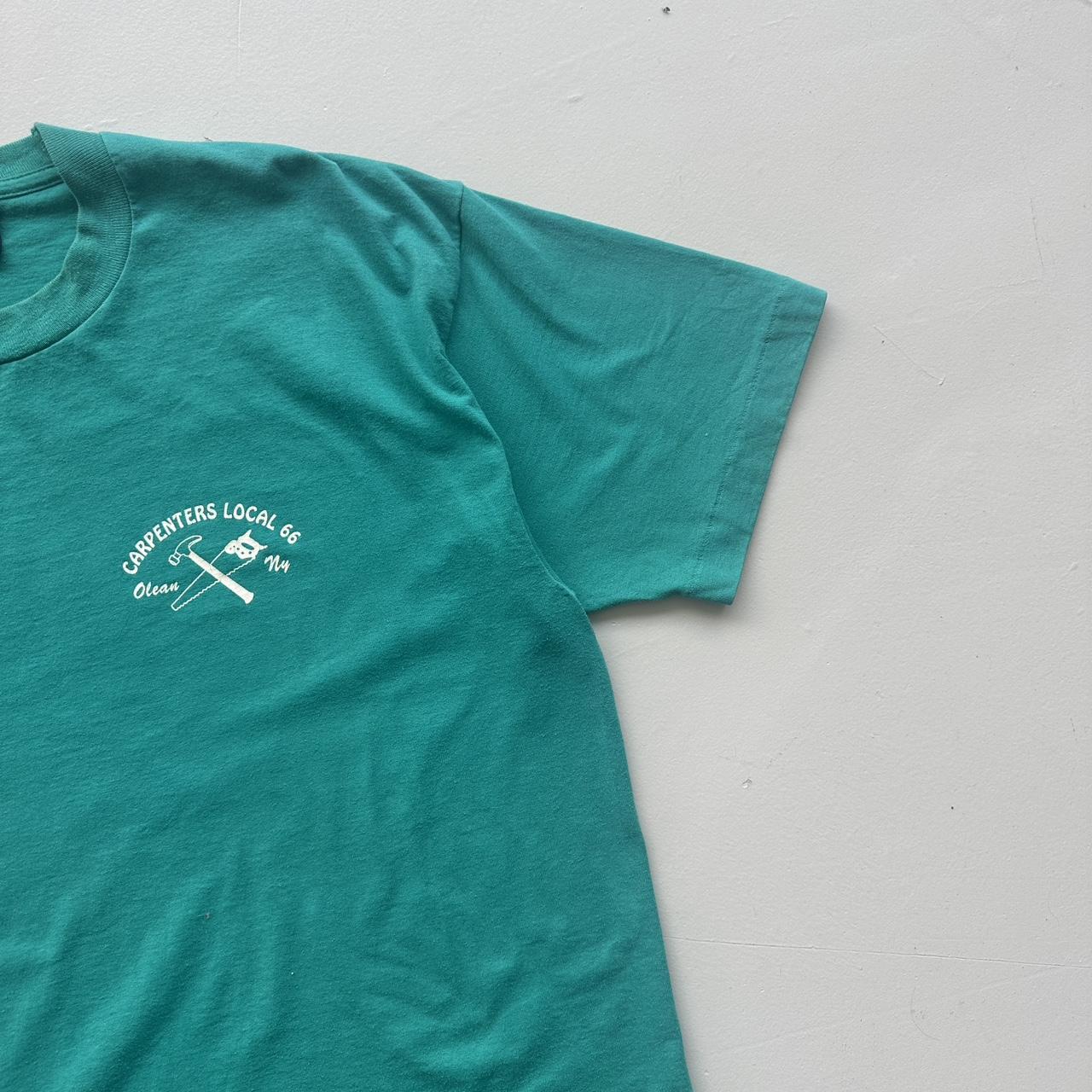 Teal Blue Carpenters Local 90s Vintage T-shirt - XL