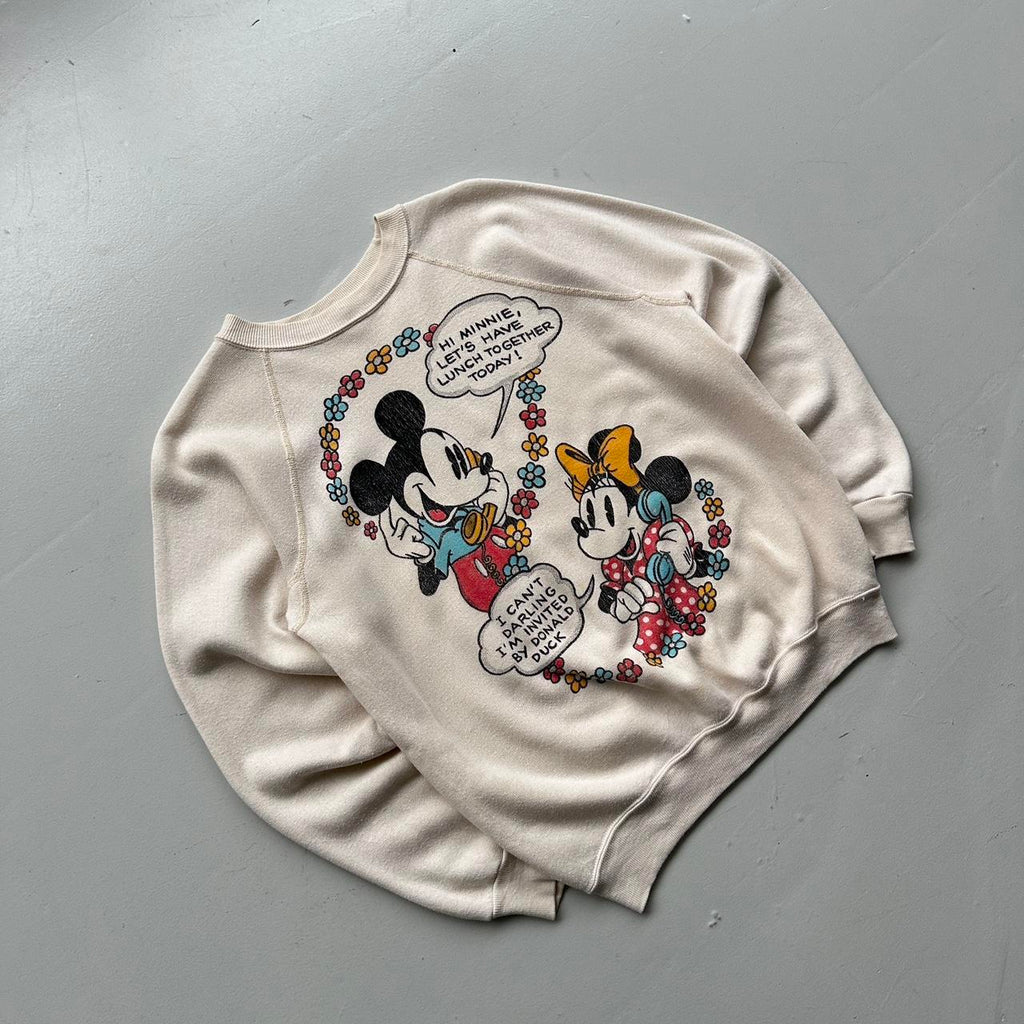 White Rare 80’s Vintage Disney Mickey Minnie Graphic Sweatshirt - XS Mens / Women’s 8