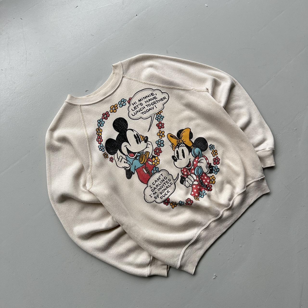 White Rare 80’s Vintage Disney Mickey Minnie Graphic Sweatshirt - XS Mens / Women’s 8