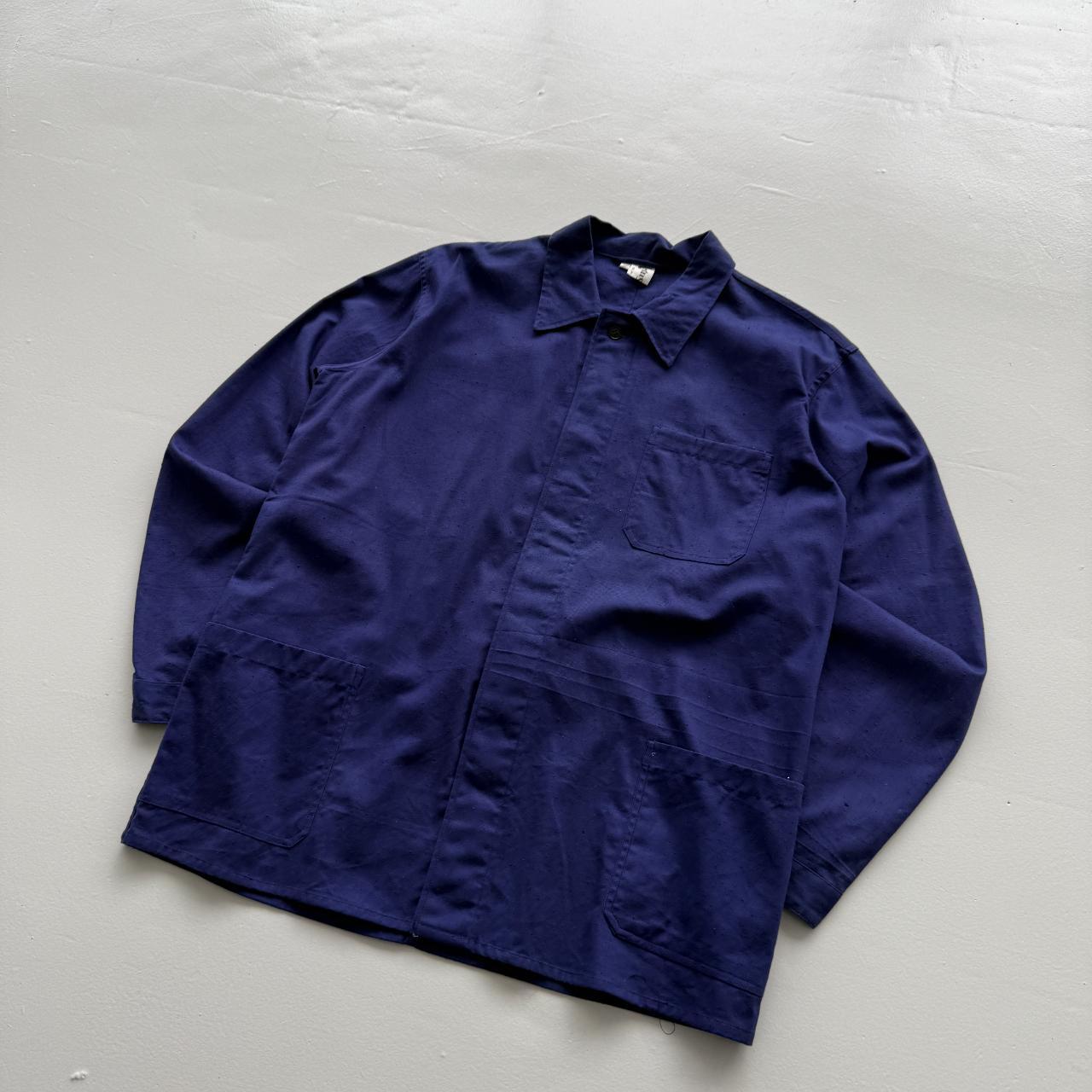 Indigo Blue Lotus French Vietnamese Workwear 80's Chore Jacket Shirt - Large