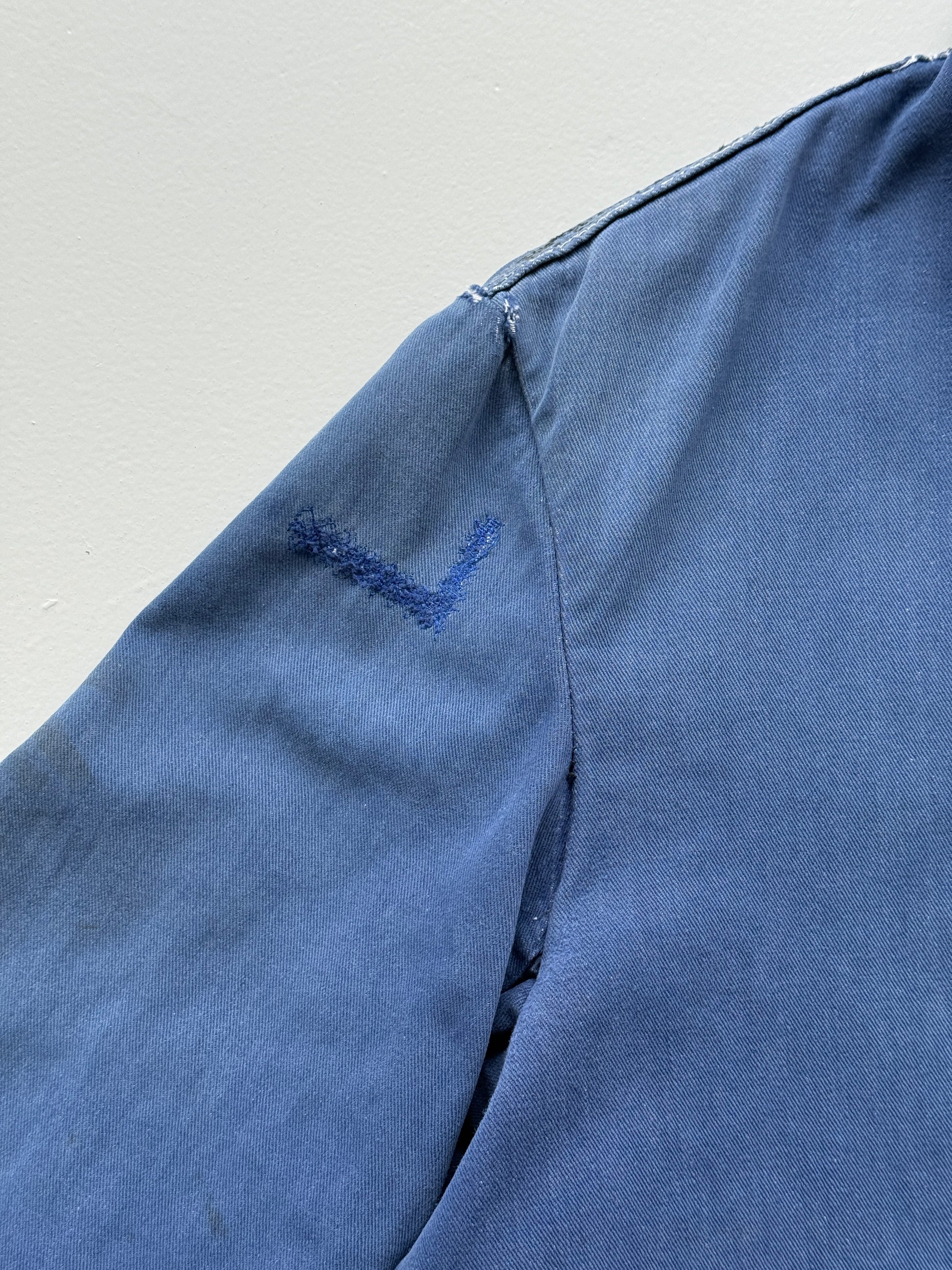 Thrashed Blue Chore Jacket 70's Vintage French Workwear CH146 - Oversized Medium