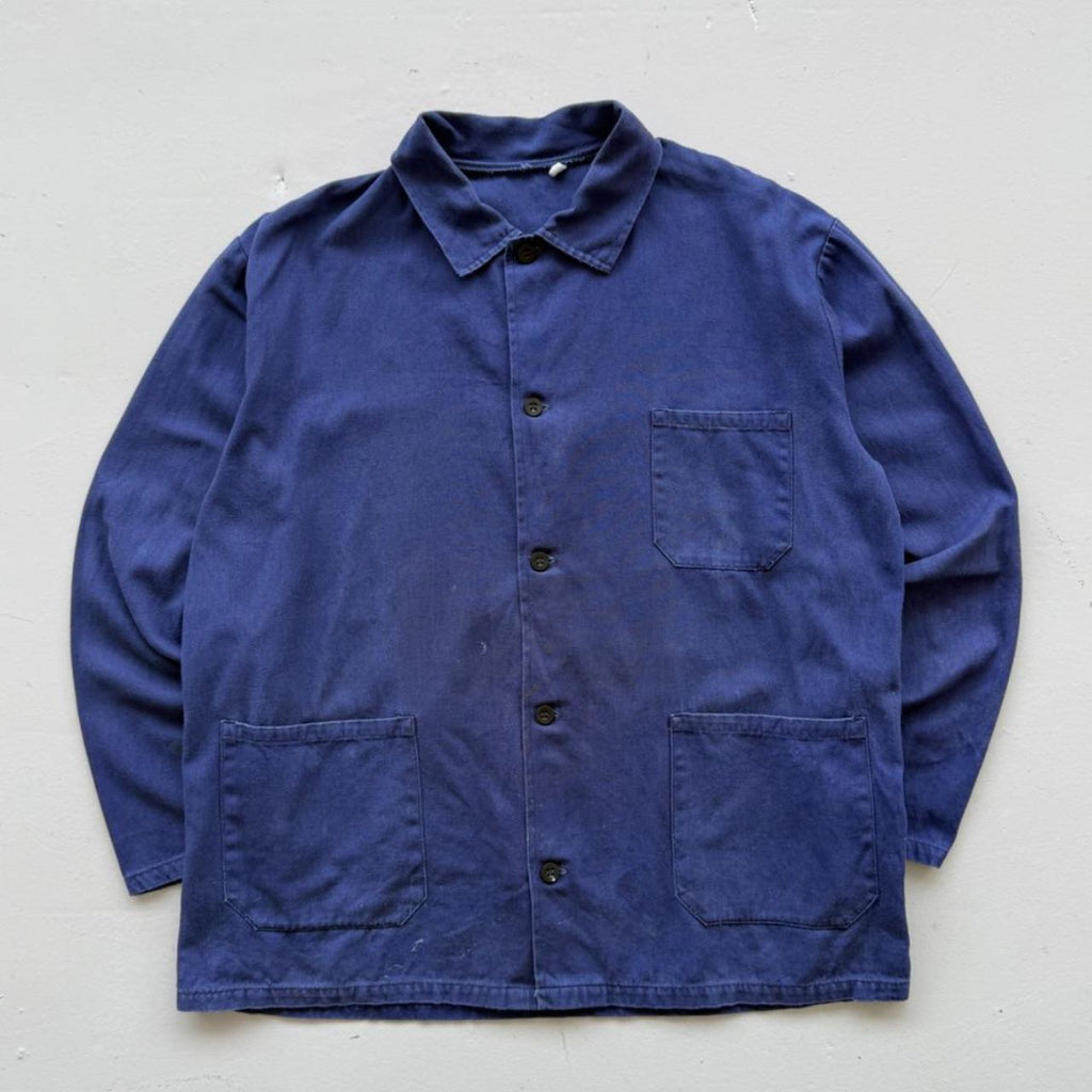 Faded Blue French Workwear 90’s Vintage Chore Jacket CH011 - Large