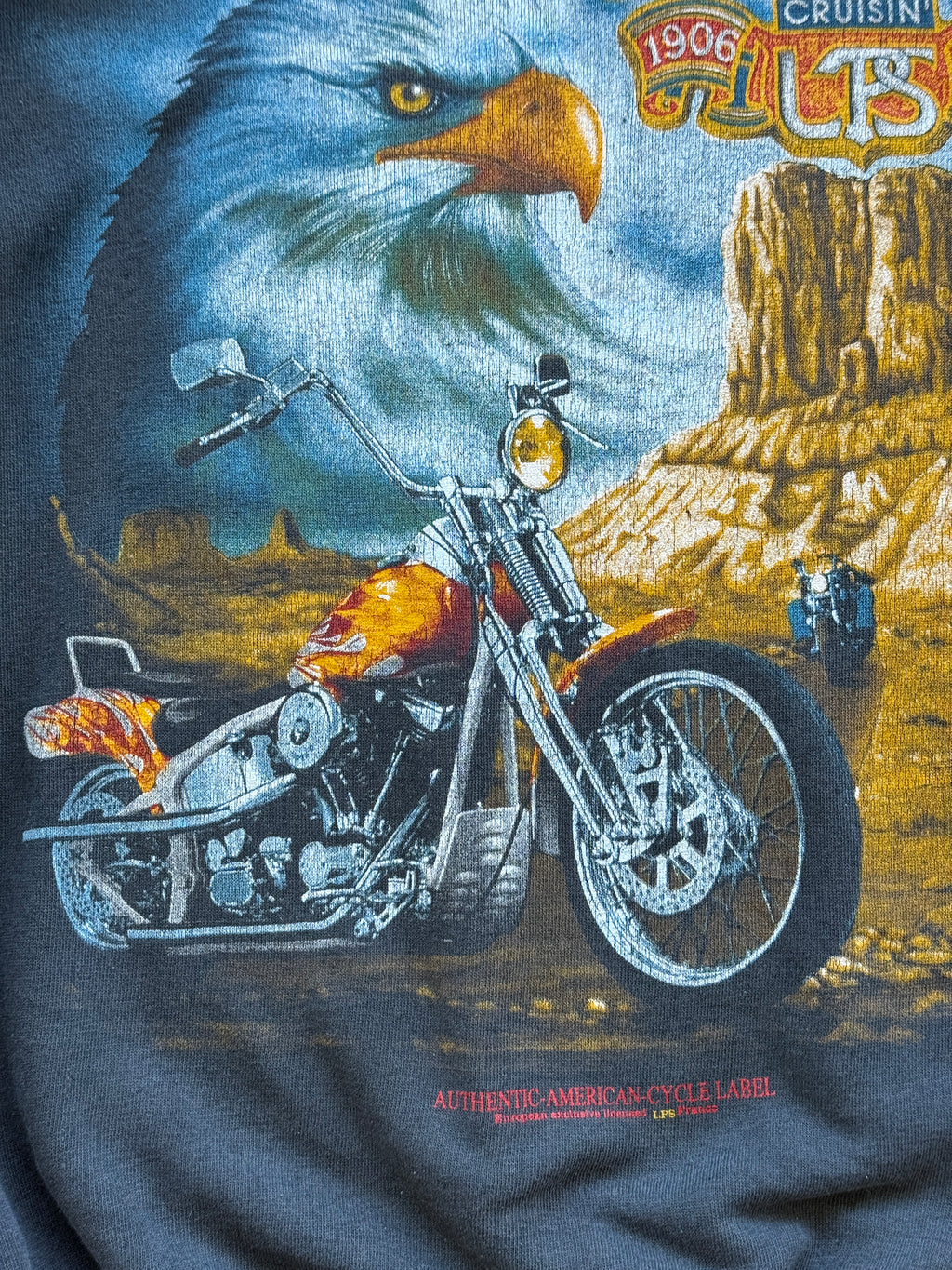 Grey Biker Country 90's Vintage Graphic Sweatshirt Jumper - Large