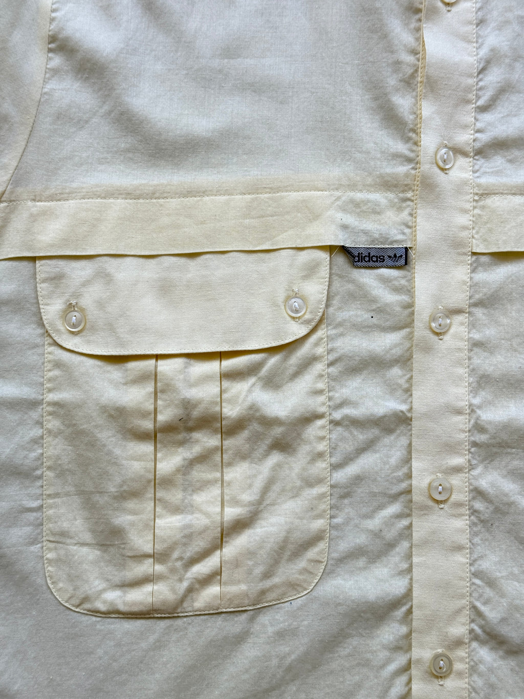 Adidas Trefoil Short Sleeve 80's Vintage Button-Up Shirt - Large