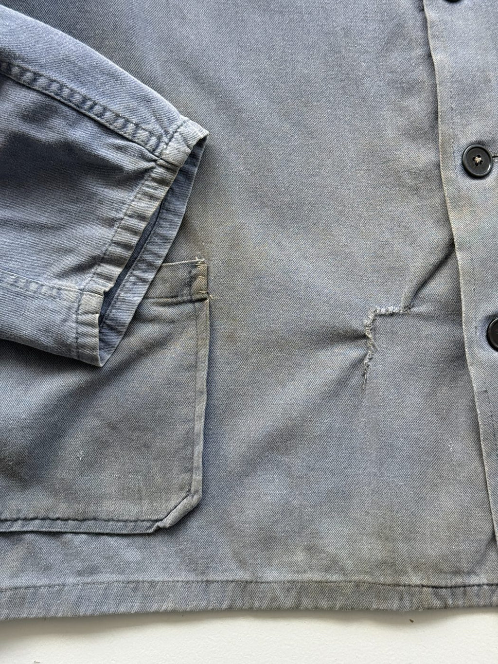 Navy Vintage French Chore 70s Thrashed Workwear CH180 Jacket - Small