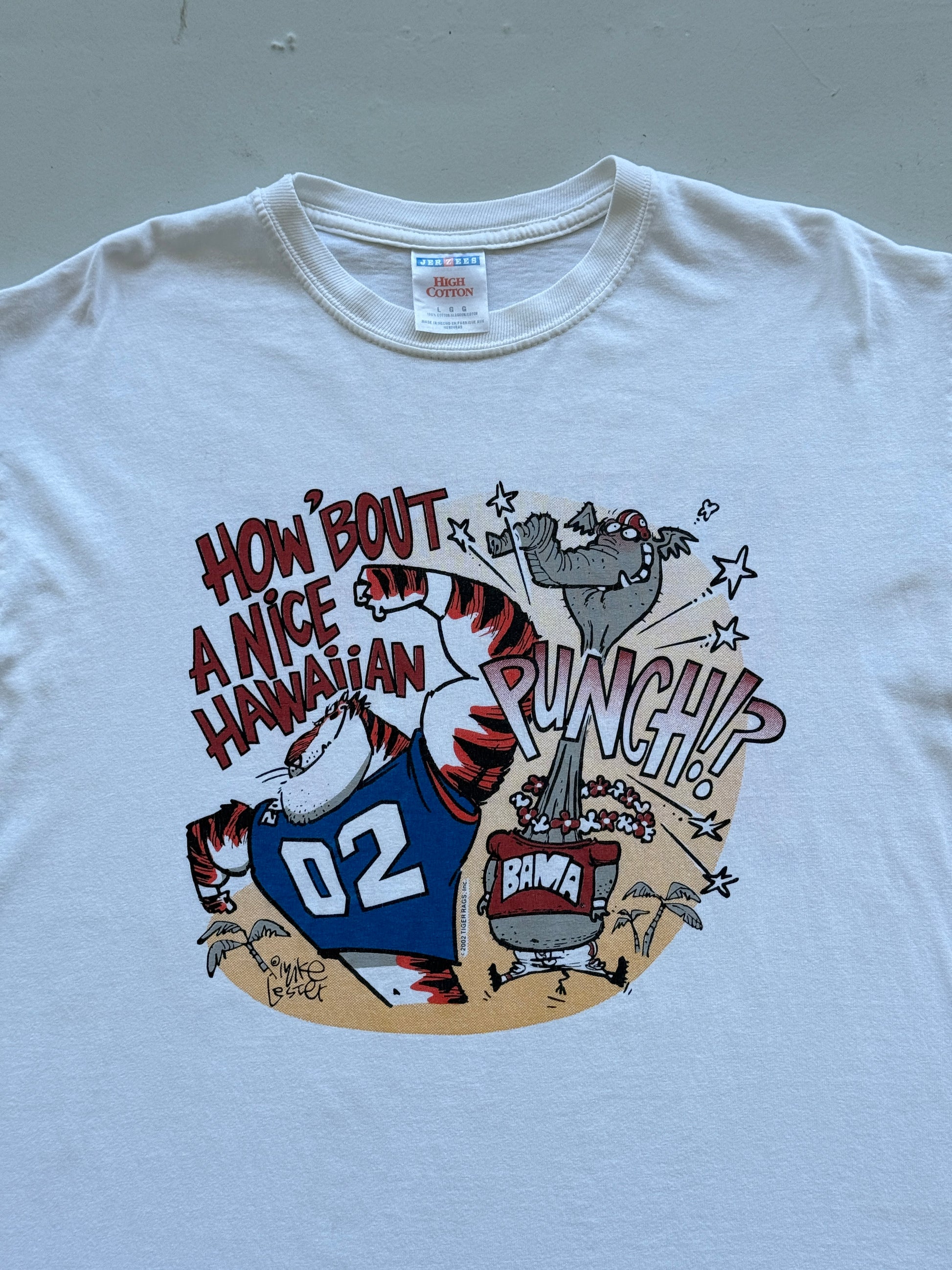 White Auburn Tigers 00's Vintage Collage Football Graphic T-Shirt - Large