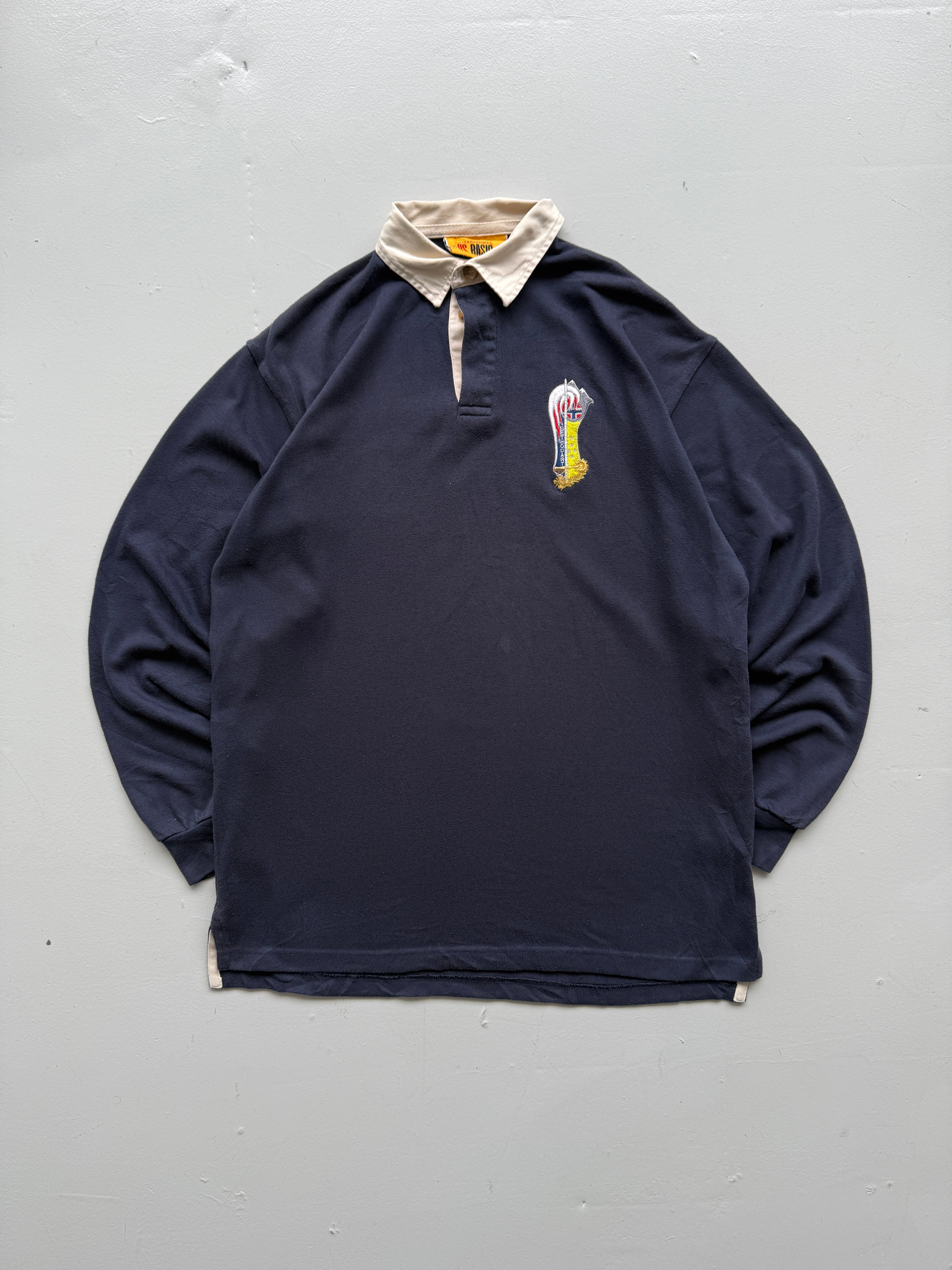 Navy Blue US Basic 90's Vintage Rugby Polo Jersey Shirt - Medium ...