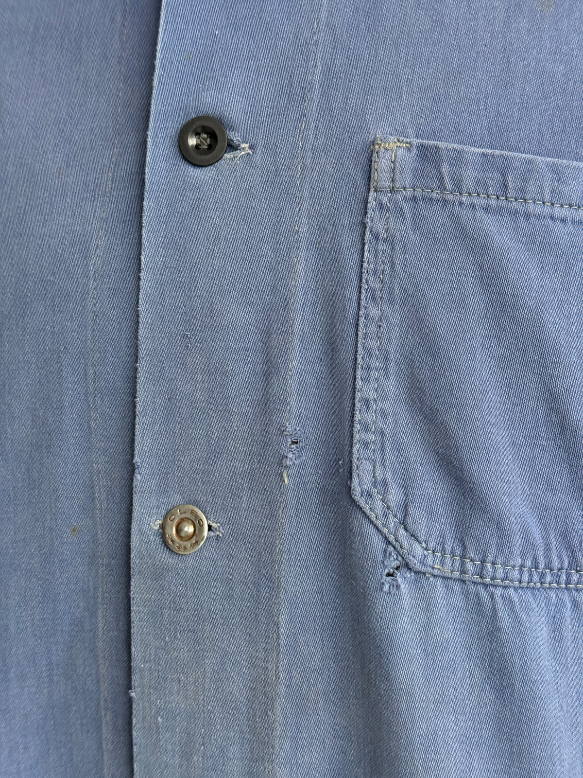 Thrashed Blue French 1950's Vintage Workwear Chore Jacket CH535 - Medium