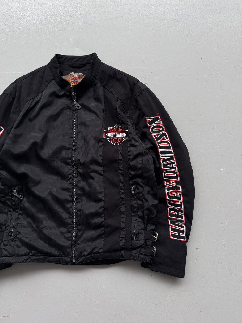 Black Harley Davidson 90's Vintage Biker Jacket - Small