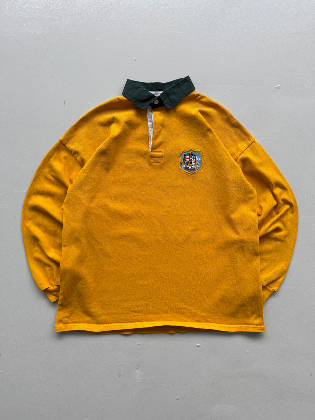 Yellow Australian Rugby 90's Vintage Long Sleeve Rugby Jersey Polo - Large