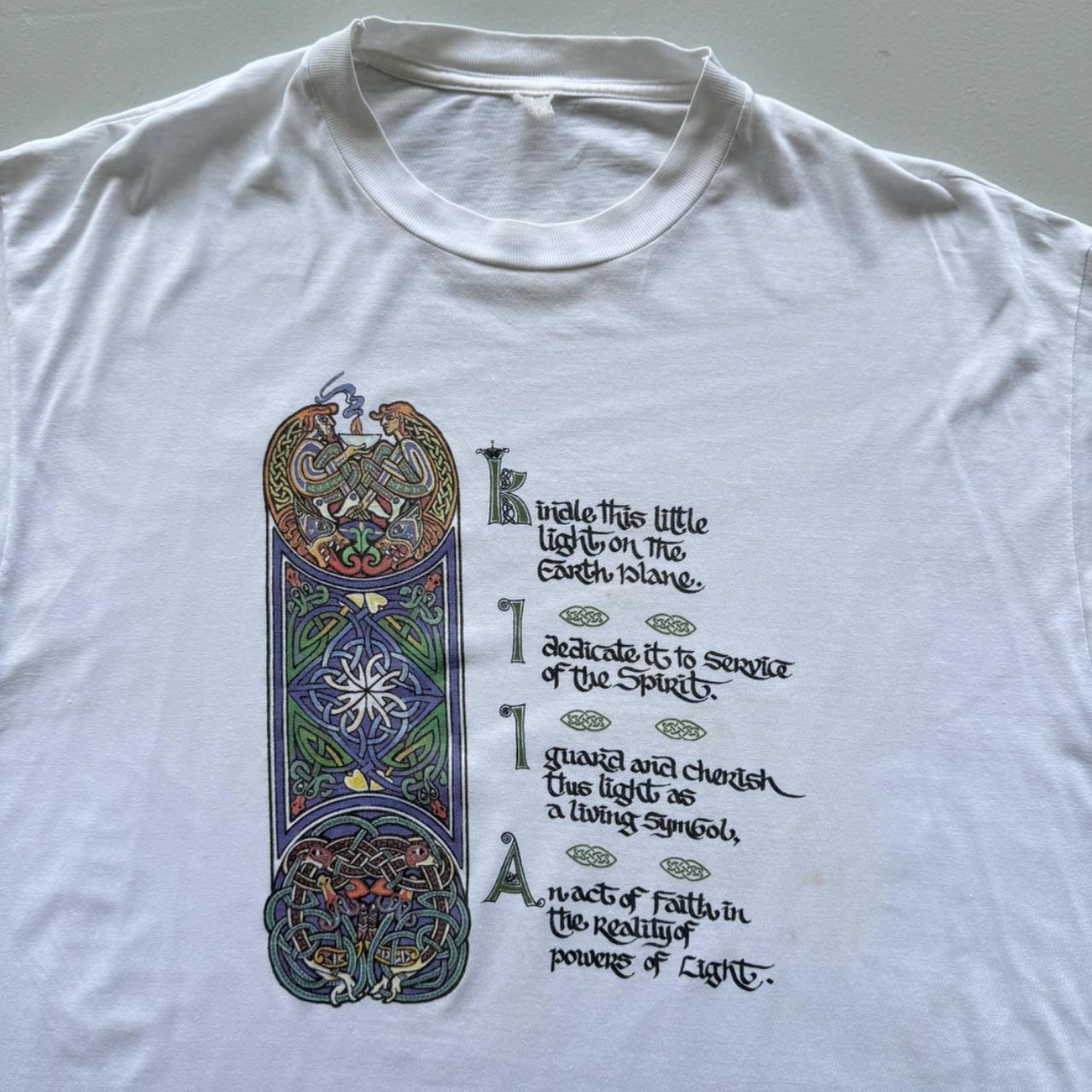 White Celtic Druid 80s Vintage T-shirt - XXL