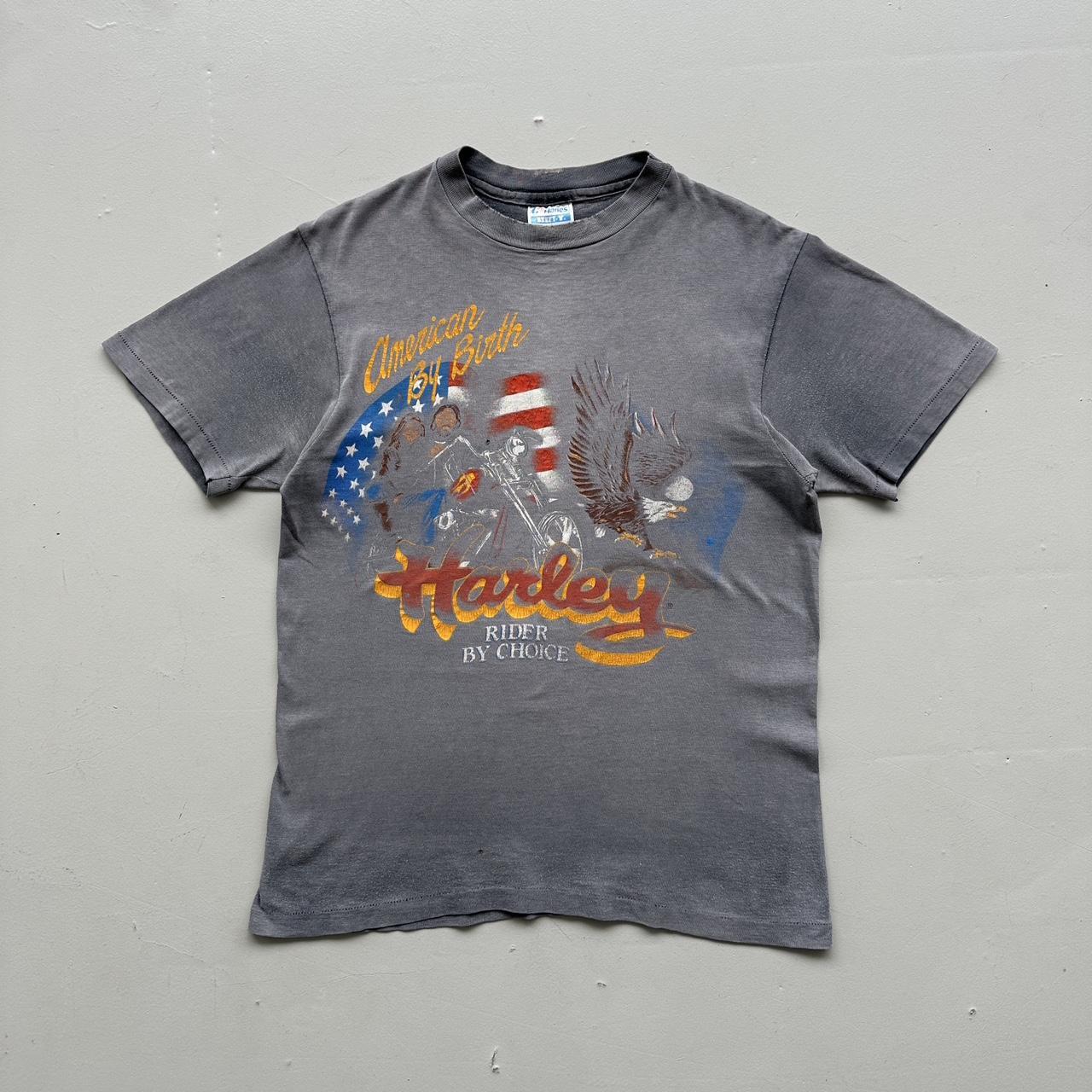 Faded Grey Harley Davidson Bridewater England 80s Vintage T-shirt - Medium