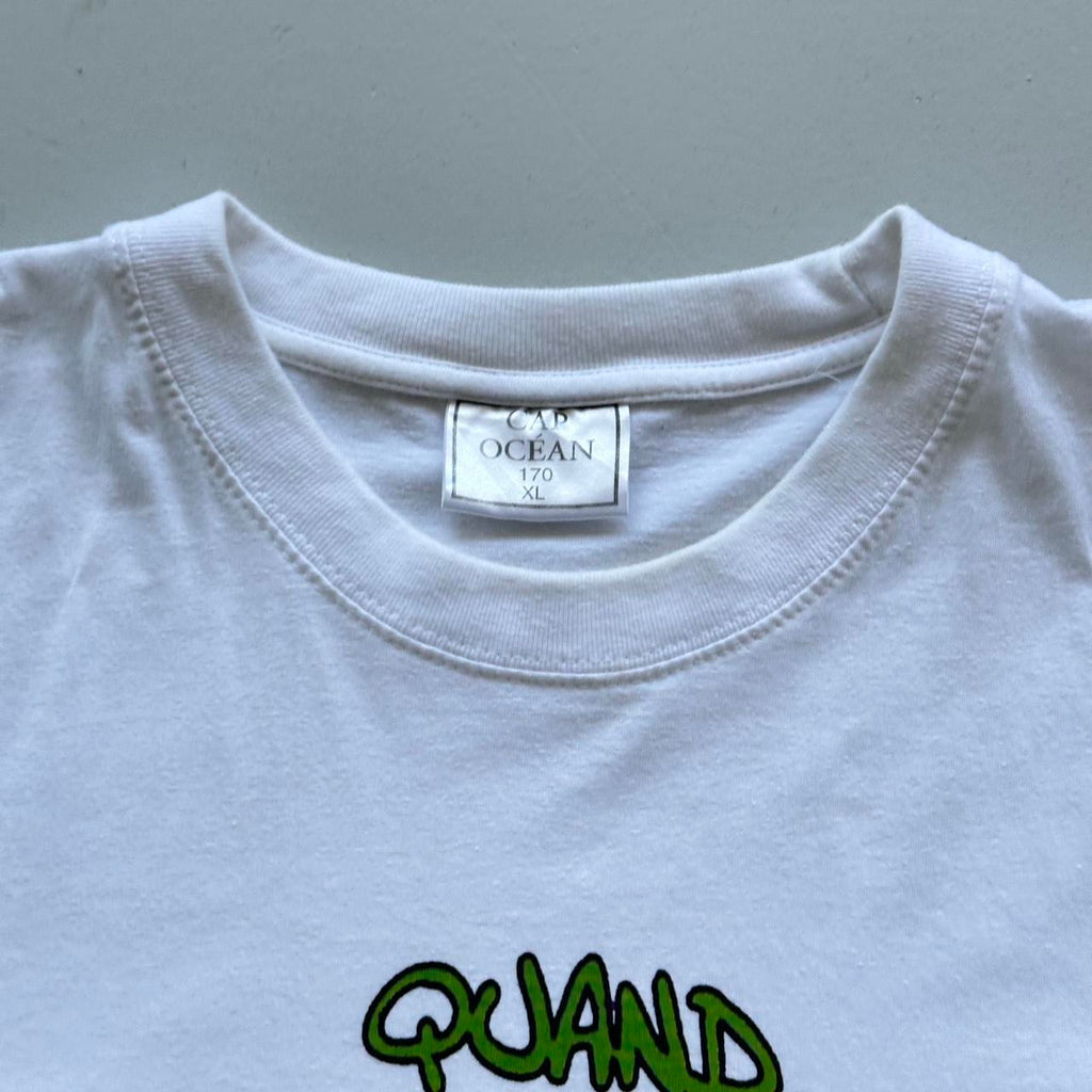 White Novelty Ducks French Cartoon Vintage 90's T-shirt - Large