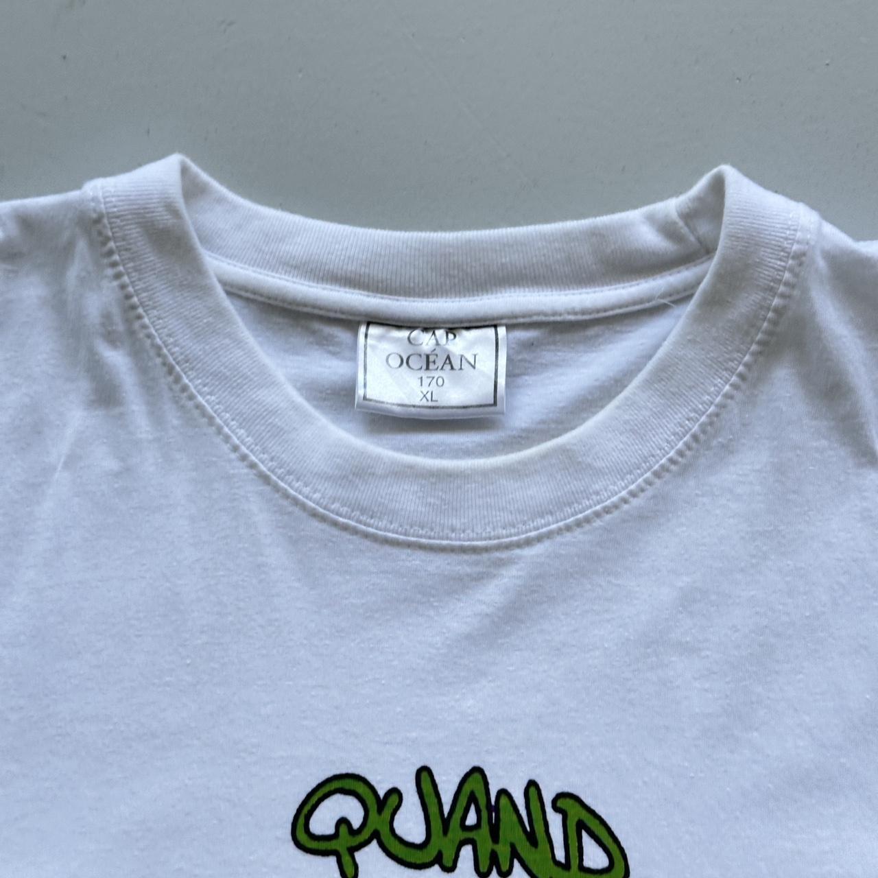 White Novelty Ducks French Cartoon Vintage 90's T-shirt - Large