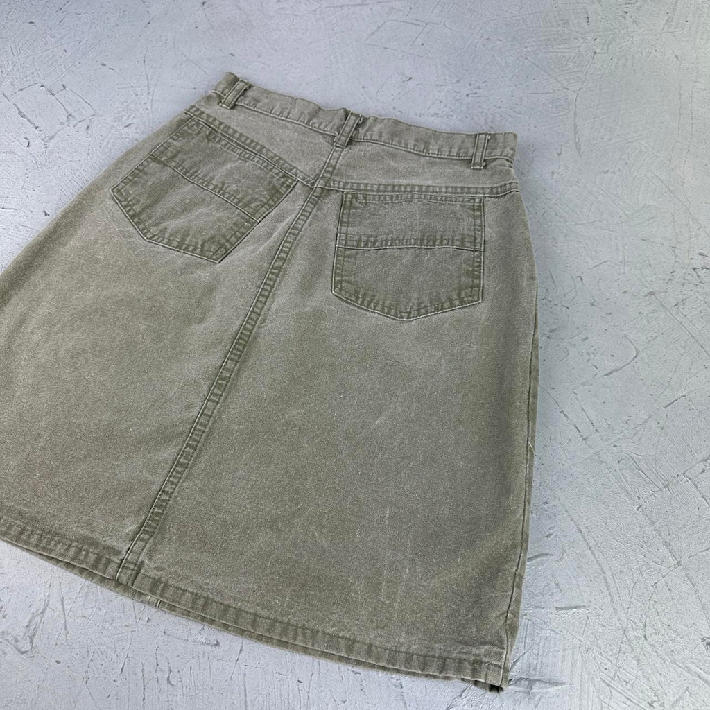 Khaki Denim Vintage Y2K Mini Skirt - W26 L20 Small (7/8)