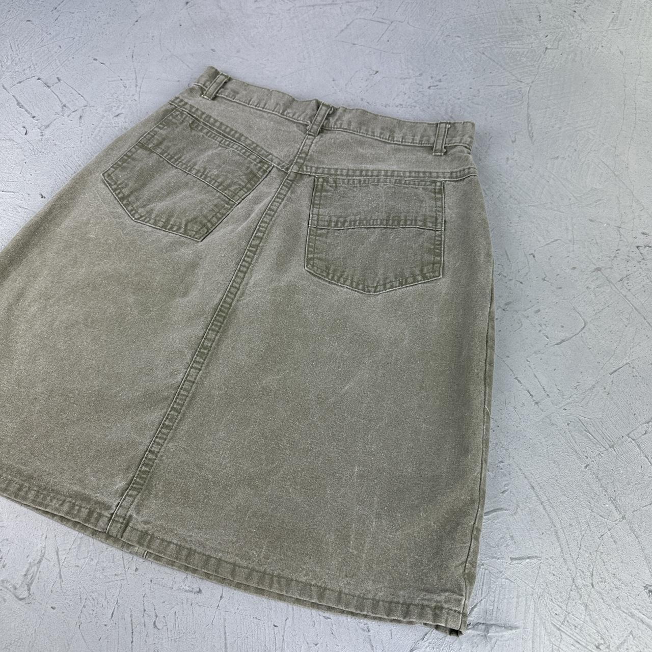 Khaki Denim Vintage Y2K Mini Skirt - W26 L20 Small (7/8)