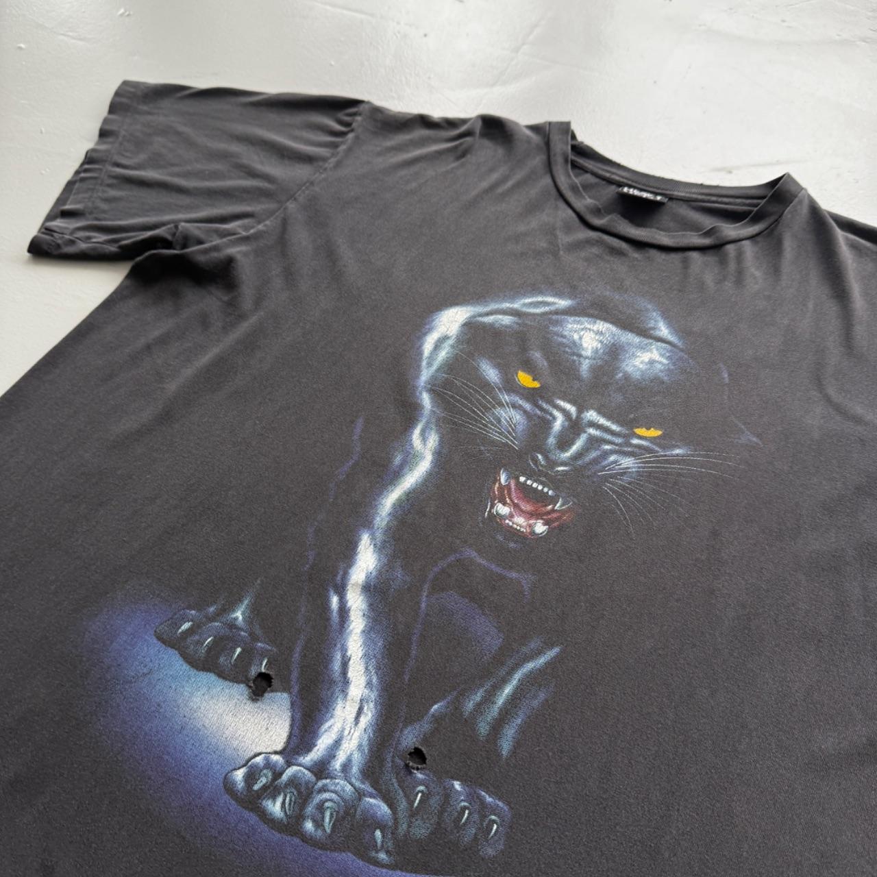 Black Heavy Metal Panther 90s Vintage Graphic T-Shirt - XL