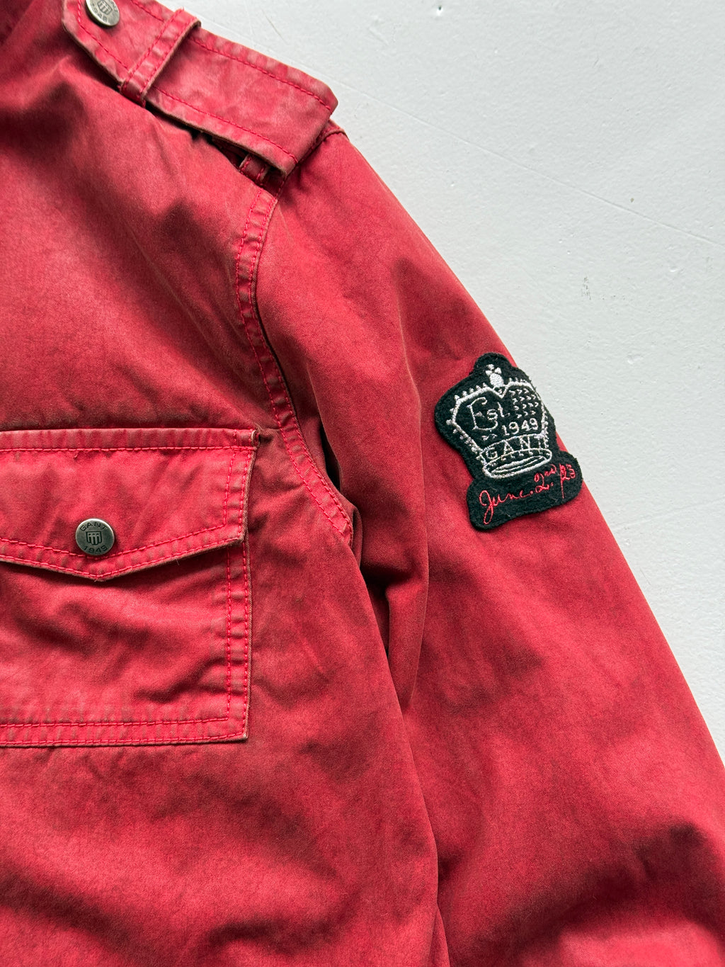 Faded Red Gant 90's Vintage Blanket Lined Field Utility Jacket - Medium