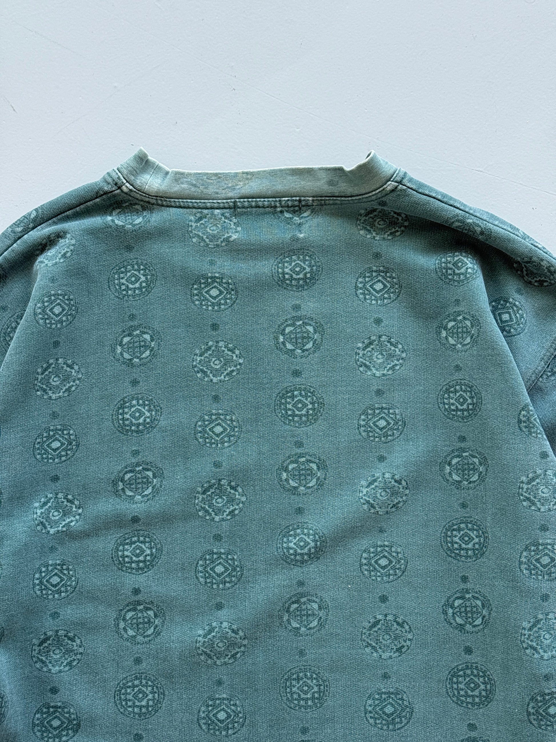 Dina Green Software Vintage Patterned  Surfwear 90's Sweatshirt - Large