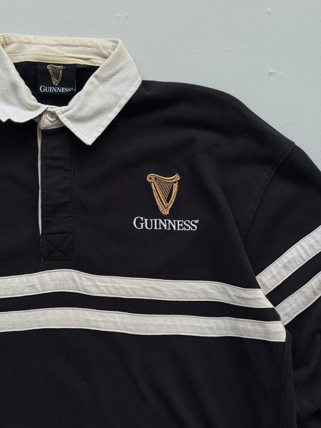 Guinness Harp Logo Vintage Rugby Polo Shirt - Large