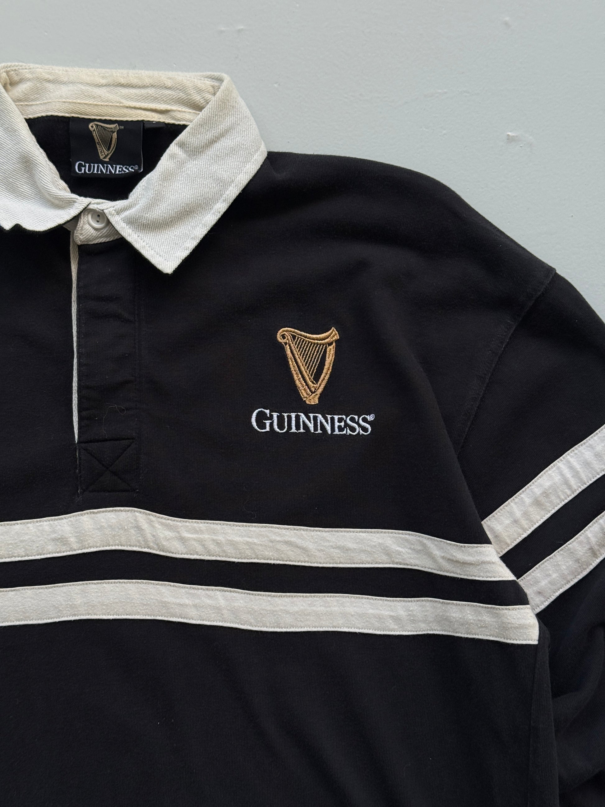 Guinness Harp Logo Vintage Rugby Polo Shirt - Large