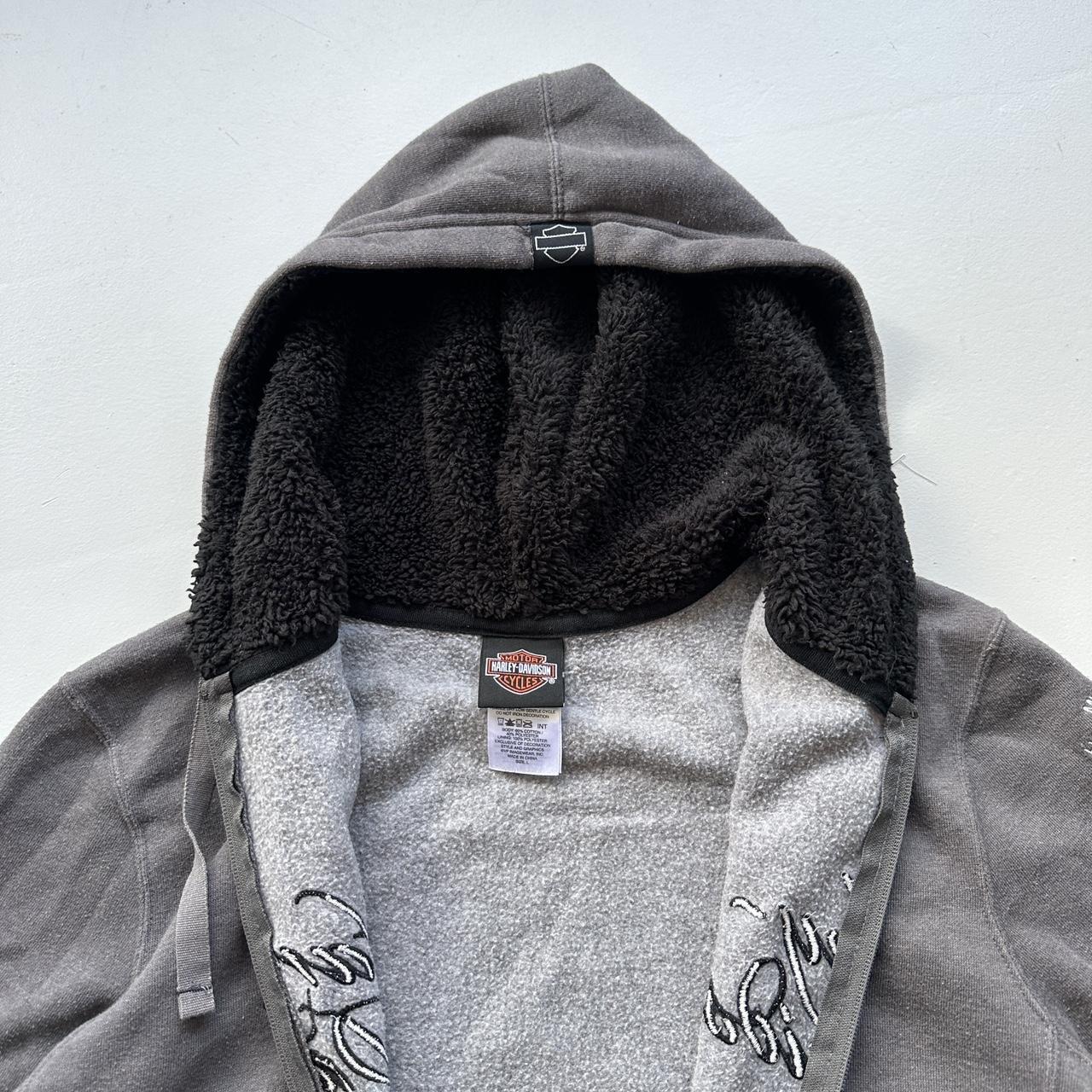 Grey Harley Y2K Vintage Hoodie - Large 10/12