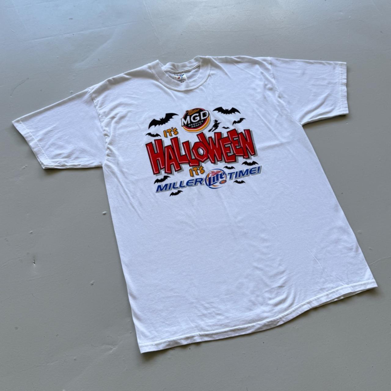 White Halloween 00's Miller Beer Vintage T-shirt - XL