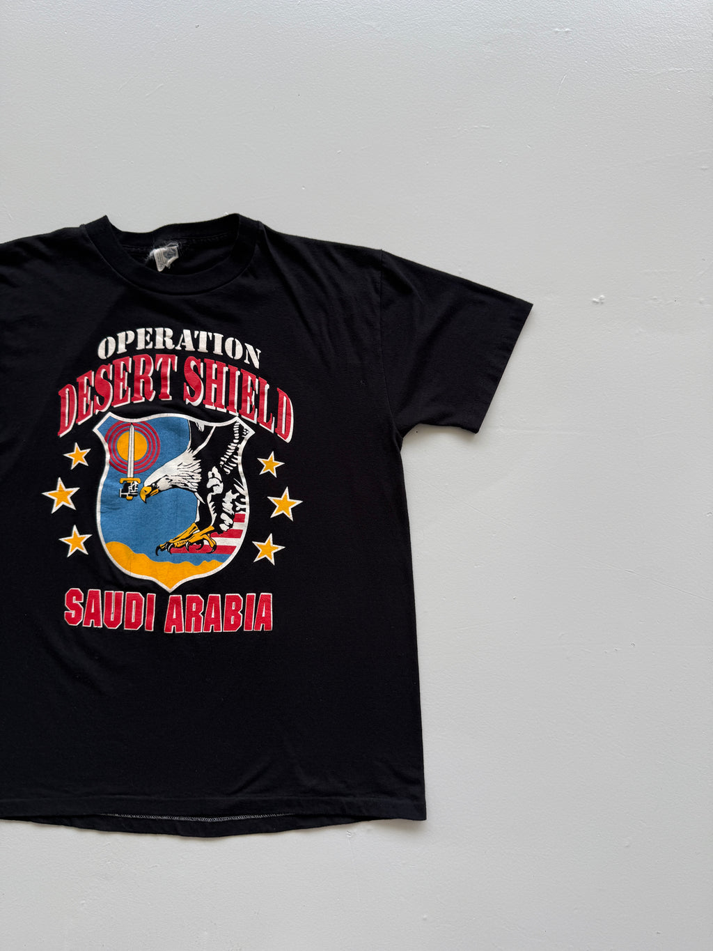 Black Operation Desert Shield 90's Vintage Single Stitch Graphic T-Shirt - Small
