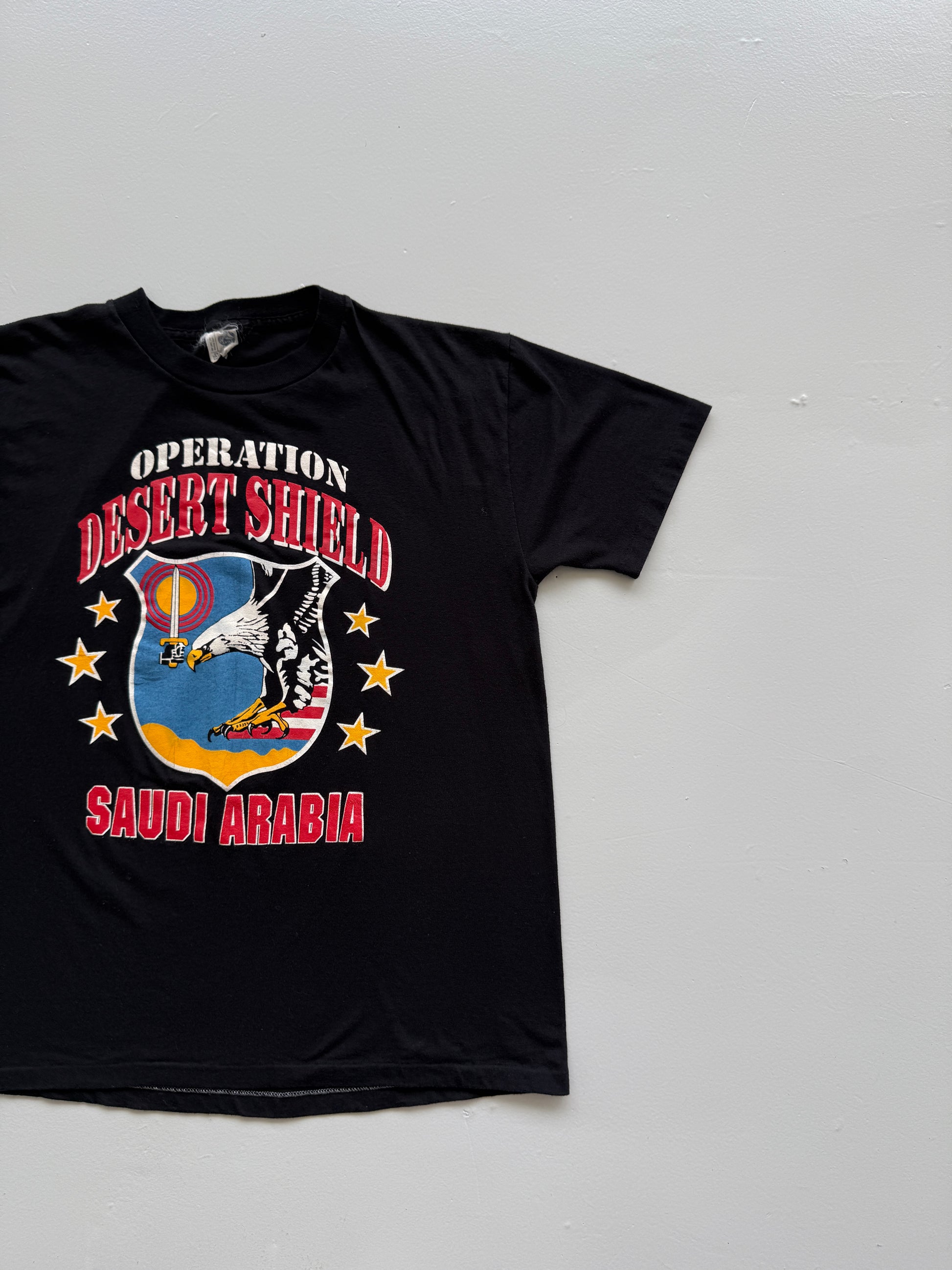 Black Operation Desert Shield 90's Vintage Single Stitch Graphic T-Shirt - Small