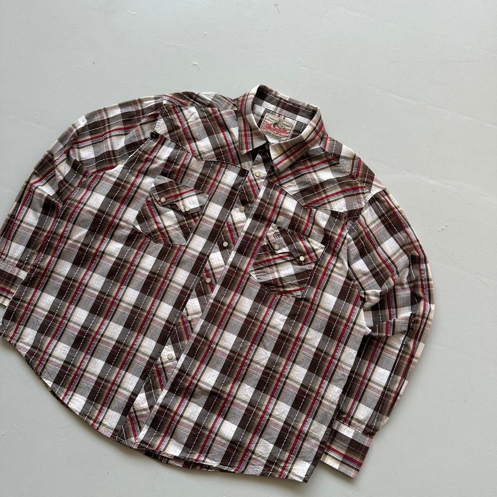 Wrangler Brown Patterned Western Vintage Shirt - XL