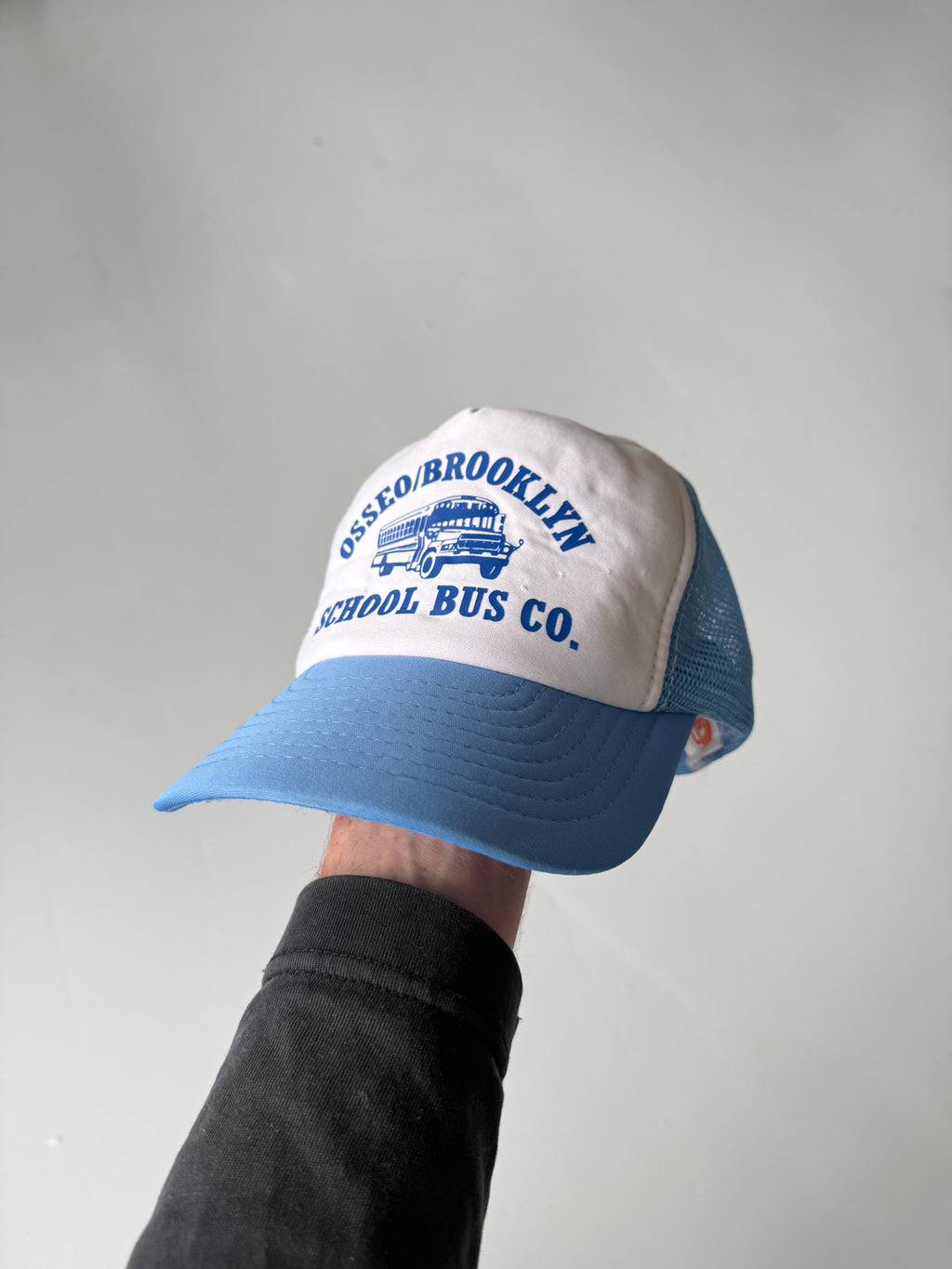 Blue Brooklyn School Bus Vintage Foam and Mesh SnapBack Trucker Cap