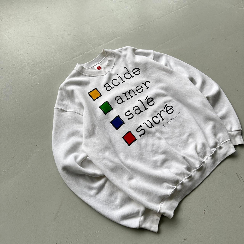 White French Sour Bitter Salty Sweet Cooking 90’s Vintage Graphic Sweatshirt - XL