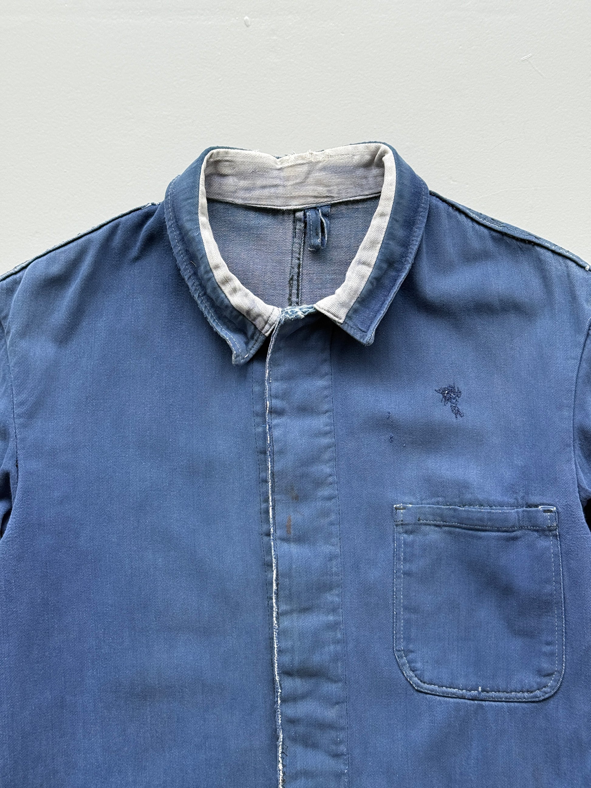 Thrashed Blue Chore Jacket 70's Vintage French Workwear CH146 - Oversized Medium