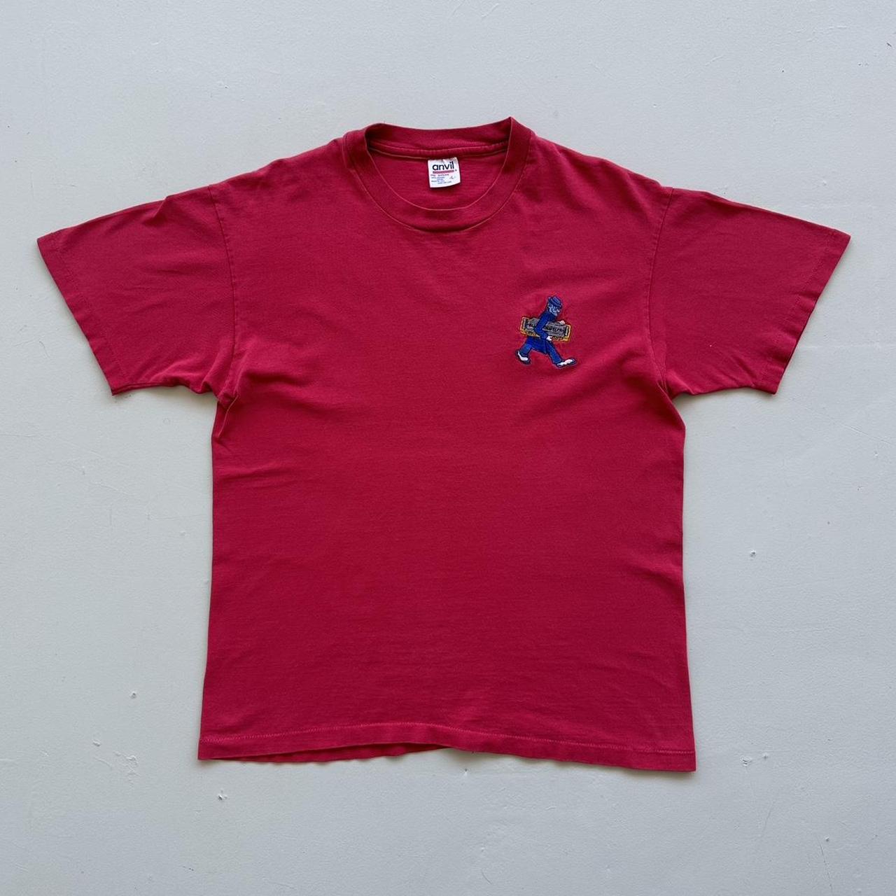 Embroidered Red/Pink Harmonica 90s Vintage T-shirt - Medium