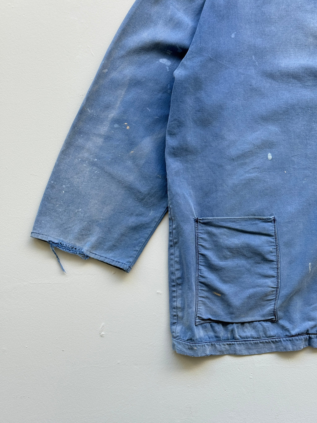 Thrashed Faded Blue French Chore Jacket 70's Vintage Workwear CH175 - XL