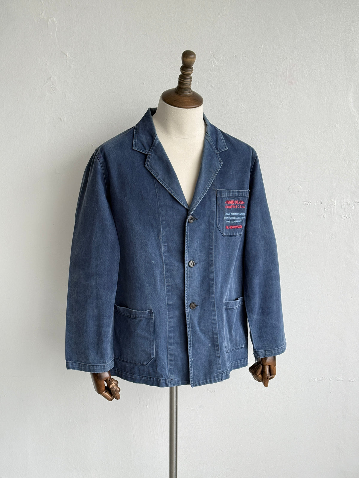 Faded Blue Italian Made 90's Vintage Workwear Chore Jacket CH450 - Medium