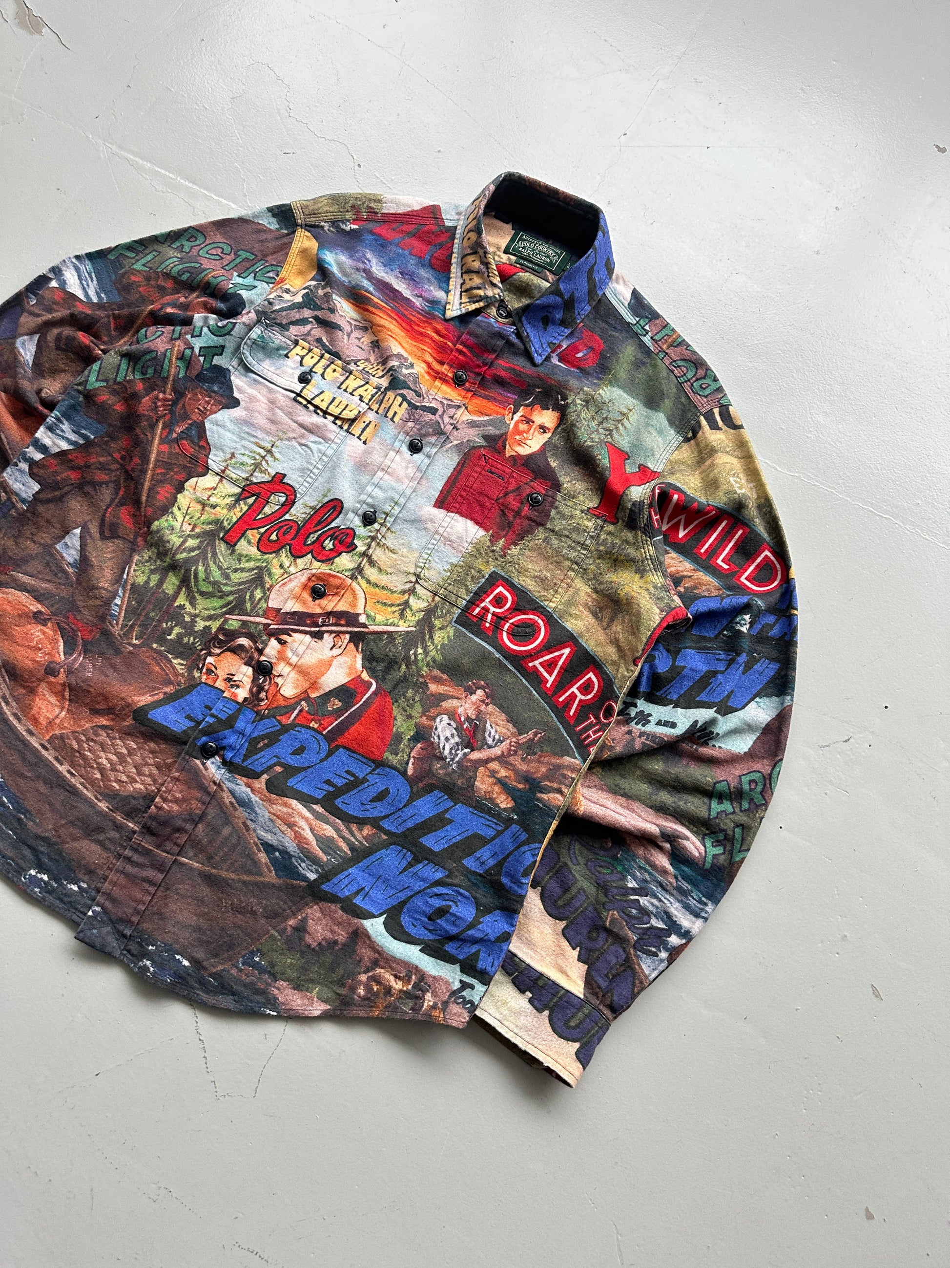 Ralph Lauren Polo Country Expedition All Over Print Graphic Shirt - Large