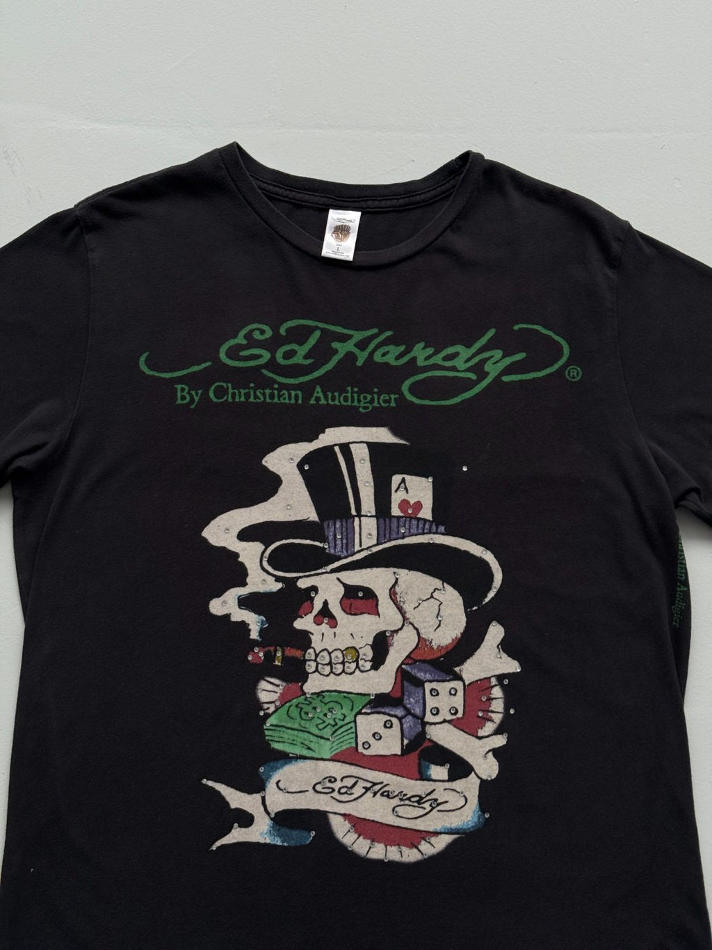 Ed Hardy by Christian Audigier Skull Gambling Y2K Graphic T-Shirt - Large
