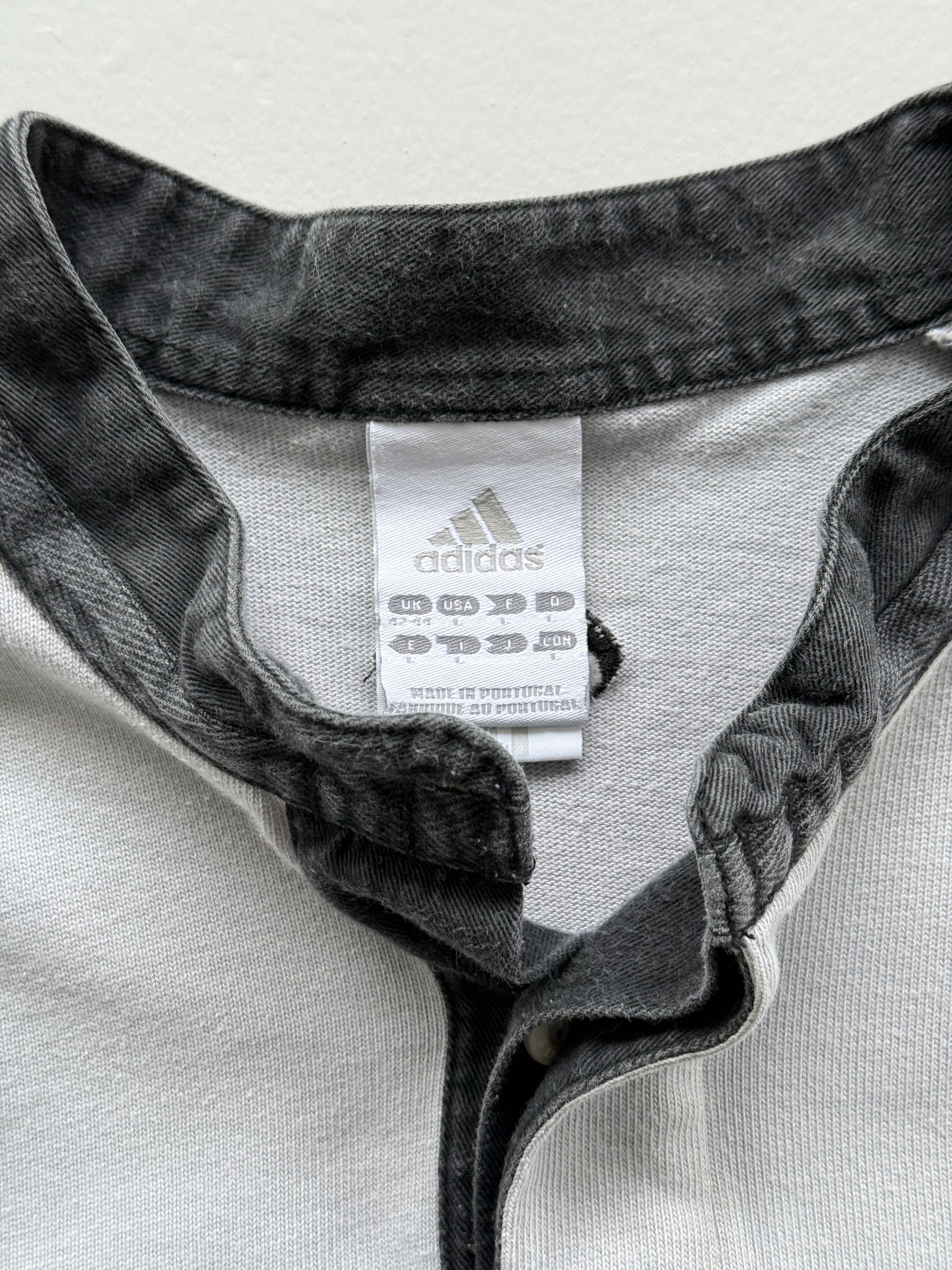 Grey ASM Adidas 00's Vintage Long Sleeve Rugby Polo Training Jersey - Medium