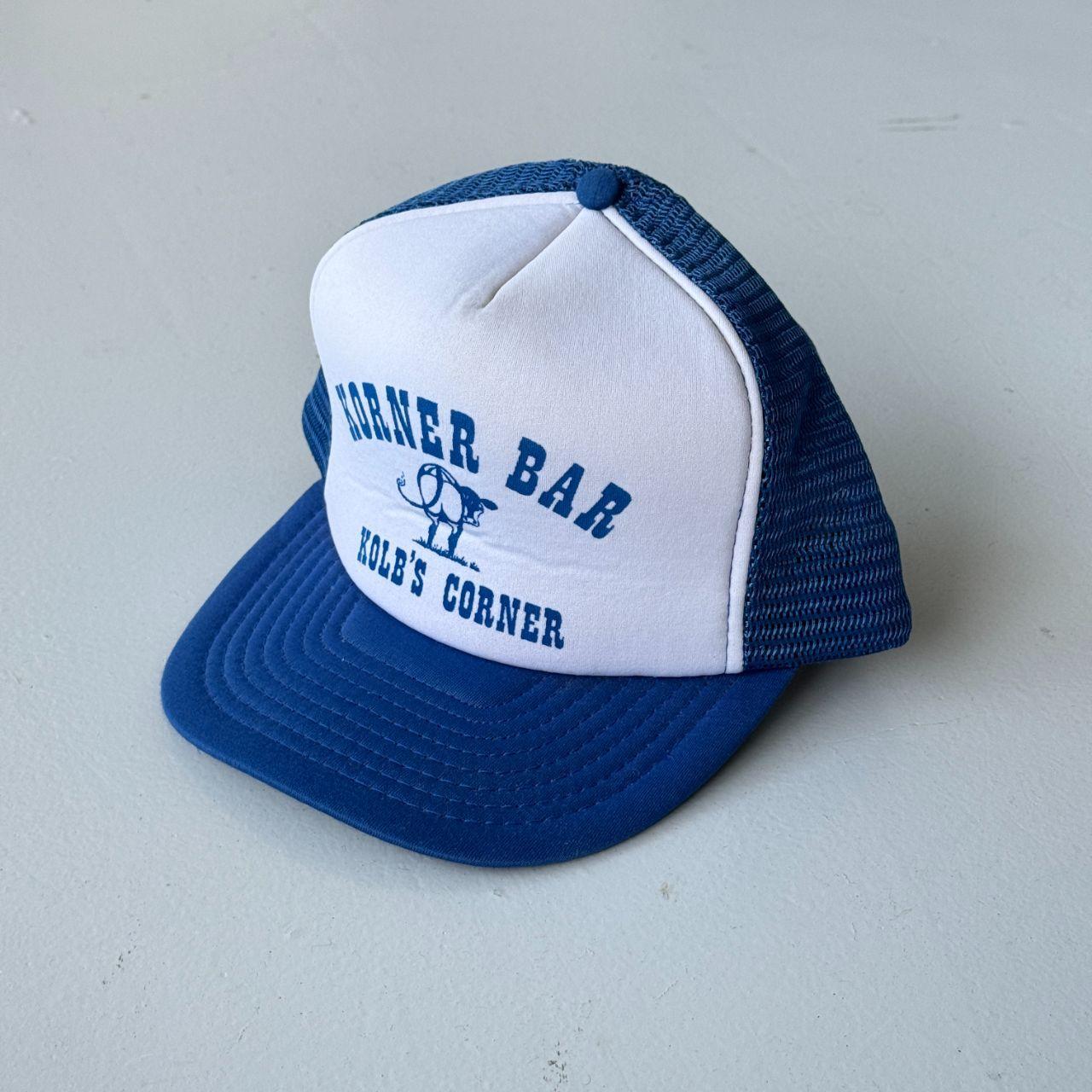 Blue and White Korner Bar Vintage Foam and Mesh SnapBack Trucker Cap