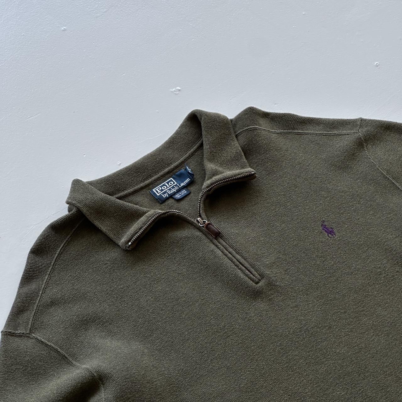 Khaki Green Polo Ralph Lauren Quarter Zip Sweatshirt - 2XL