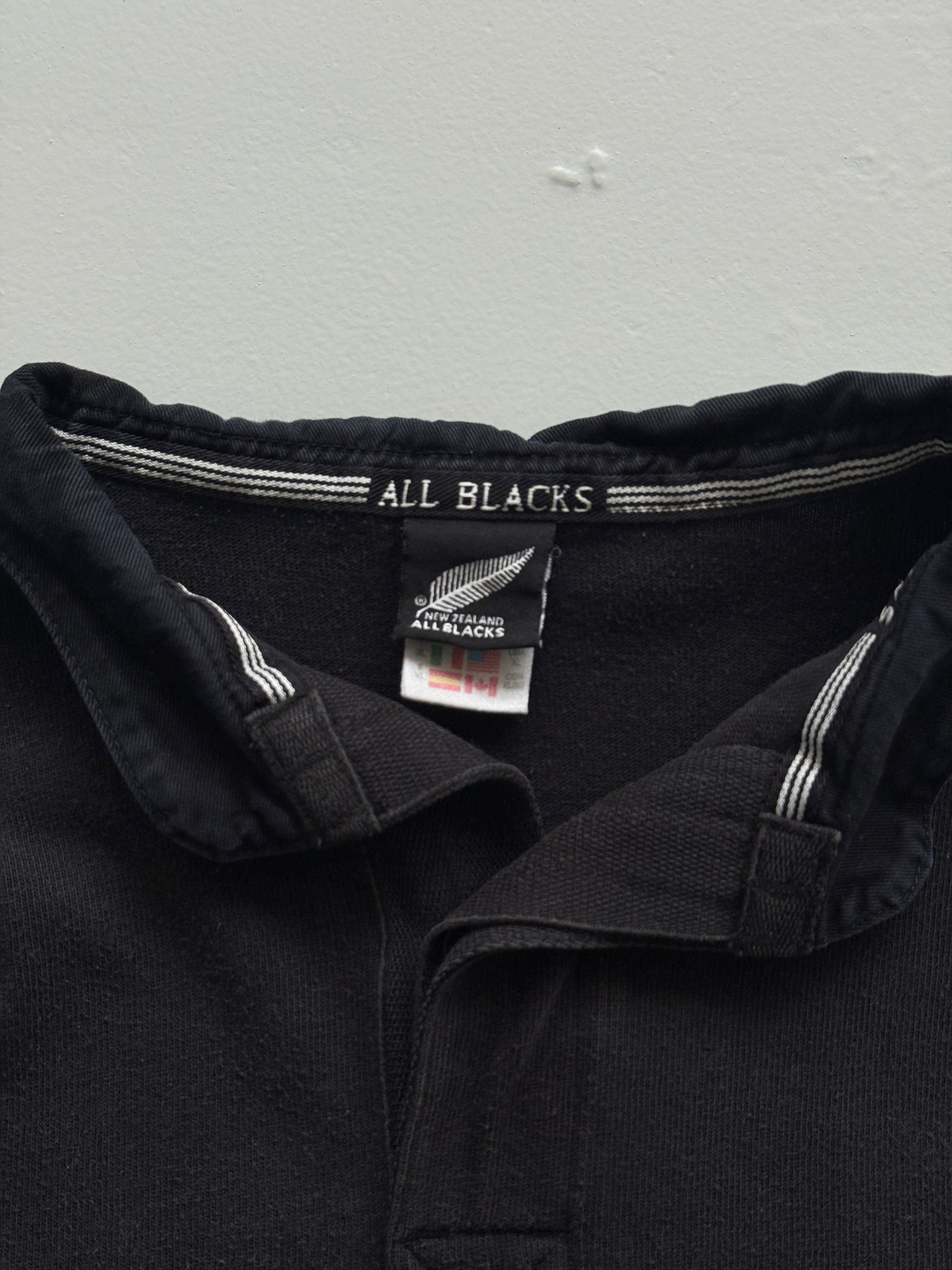 Adidas New Zealand All Blacks 90's Vintage Rugby Long Sleeve Polo - XL
