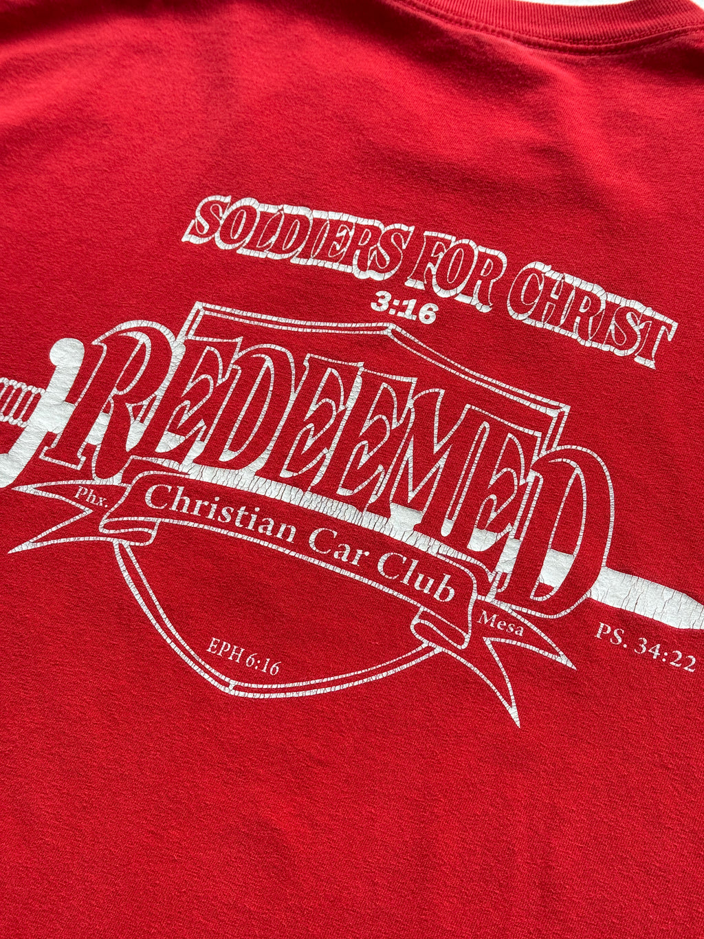 Red Redeem Christian Car Club 90's Vintage Graphic T-Shirt - XL