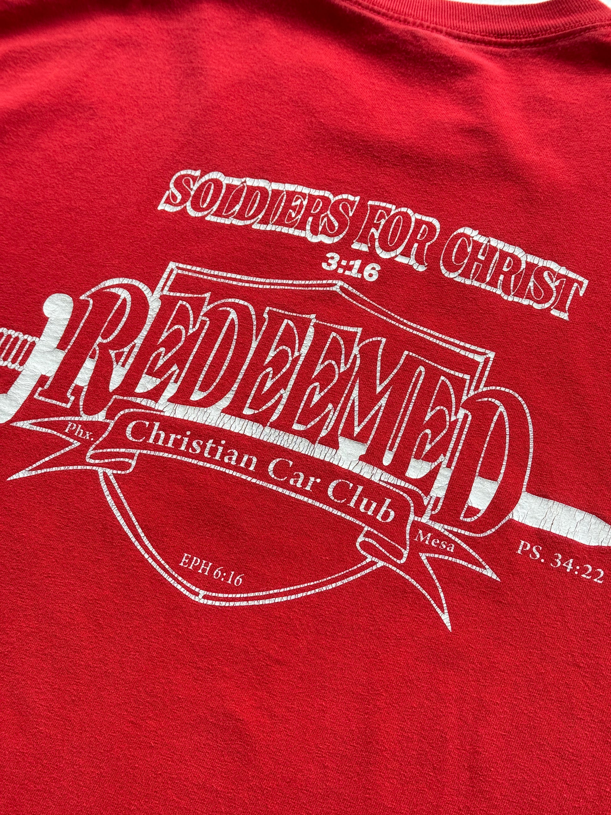 Red Redeem Christian Car Club 90's Vintage Graphic T-Shirt - XL