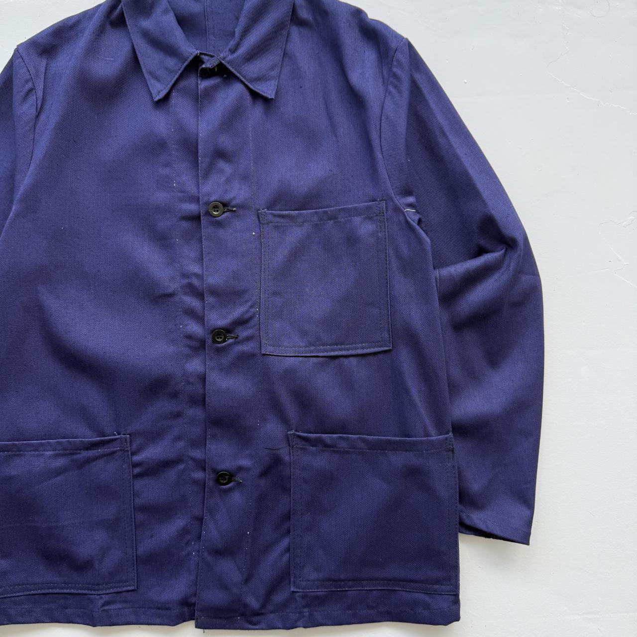 Indigo Blue WMO Made in Britain Deadstock Workwear 60's Chore Jacket Shirt - Large